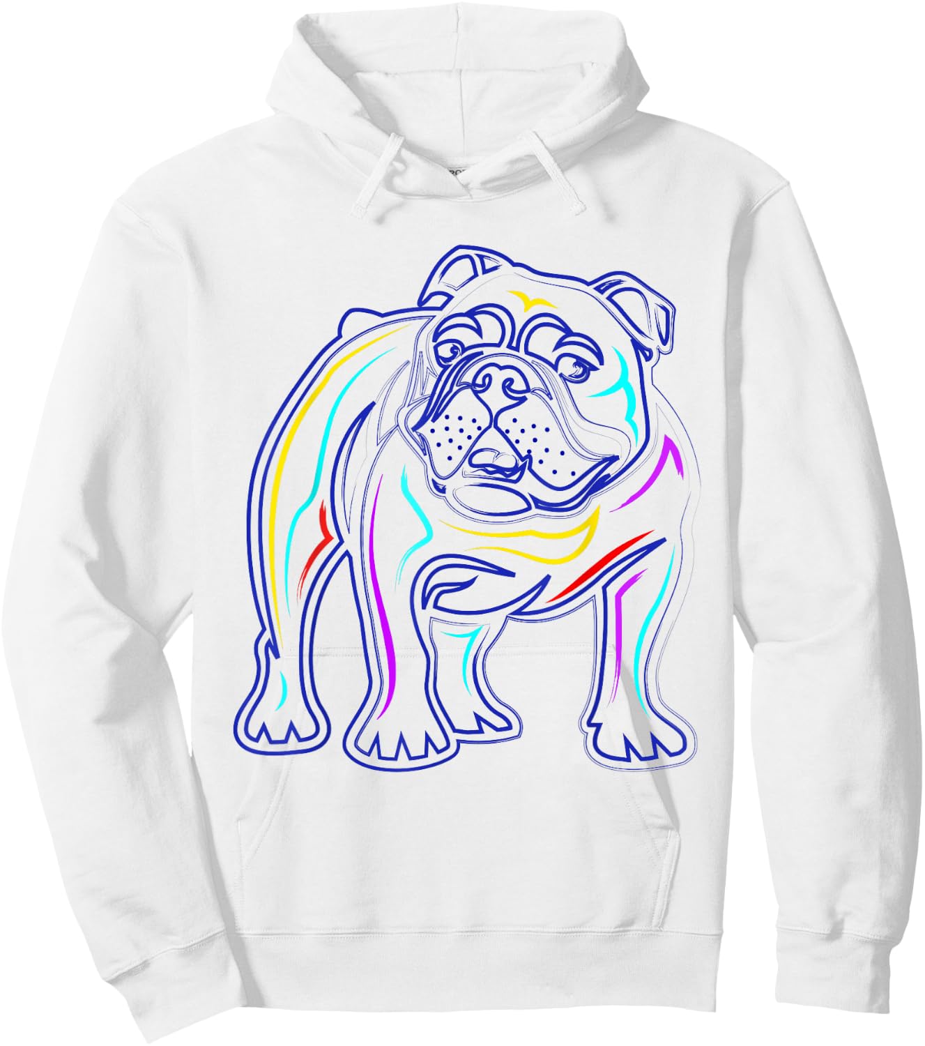 English Bulldog Lovers Shirts | Line Drawing Artsy Bulldog Hoodie - Hoodie | White
