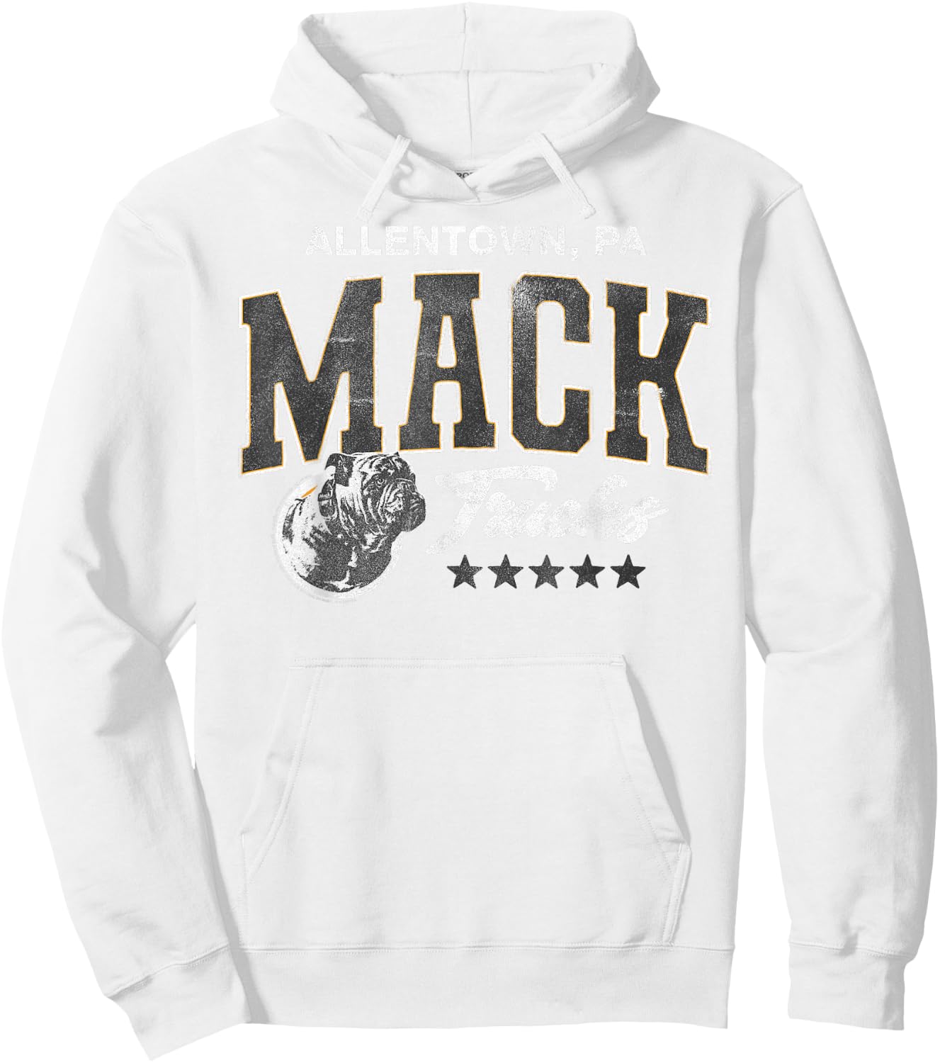 Mack Trucks Allentown, PA Athletic Logo with Stars Trucker Hoodie - Hoodie | White
