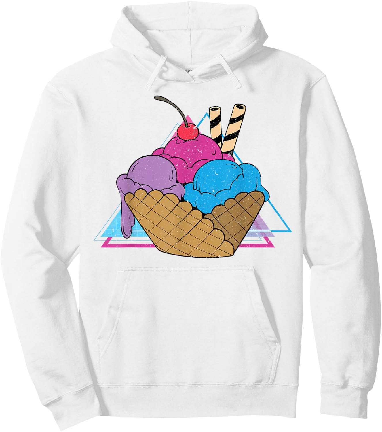 Ice Cream Lover 80s Vaporwave Art Summer Sweets Ice Cream Women Kids Hoodie - Hoodie | White