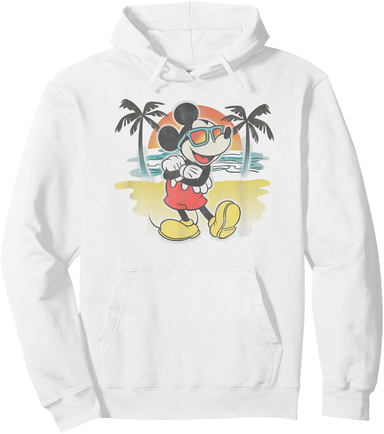 Disney Mickey Classic Mickey Beach Airbrushed Small Hoodie - Hoodie | White