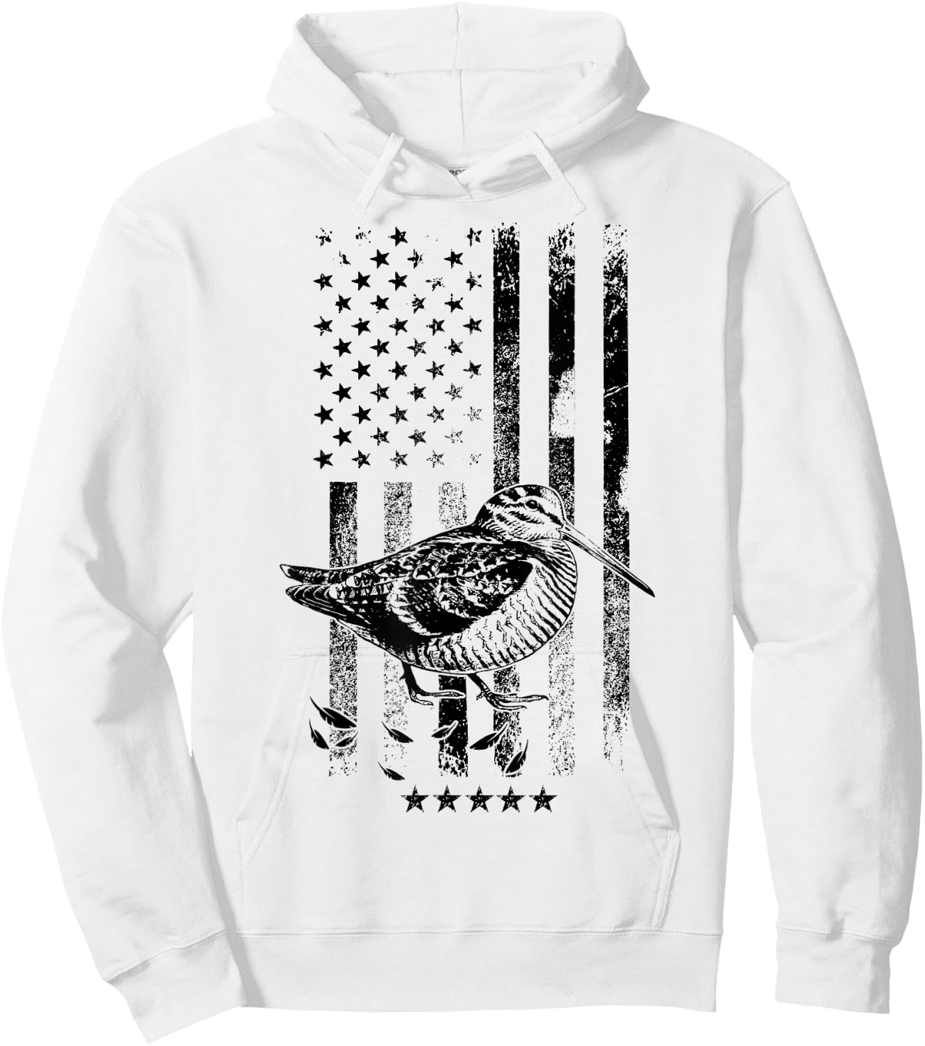 USA American Flag Hunters - Hunting Woodcock Bird Hoodie - Hoodie | White