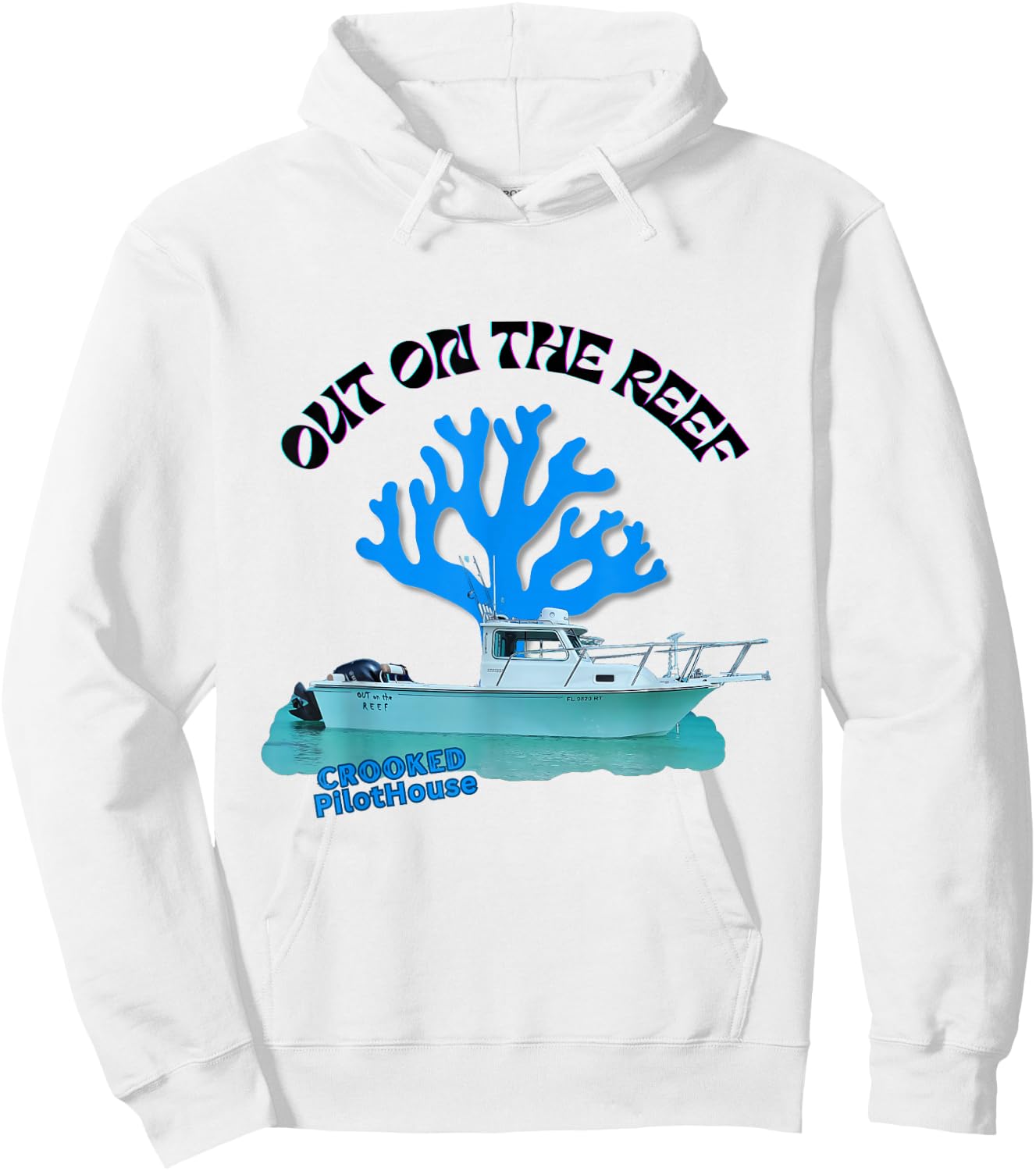 Boat pilot house with blue reef on the background Hoodie - Hoodie | White