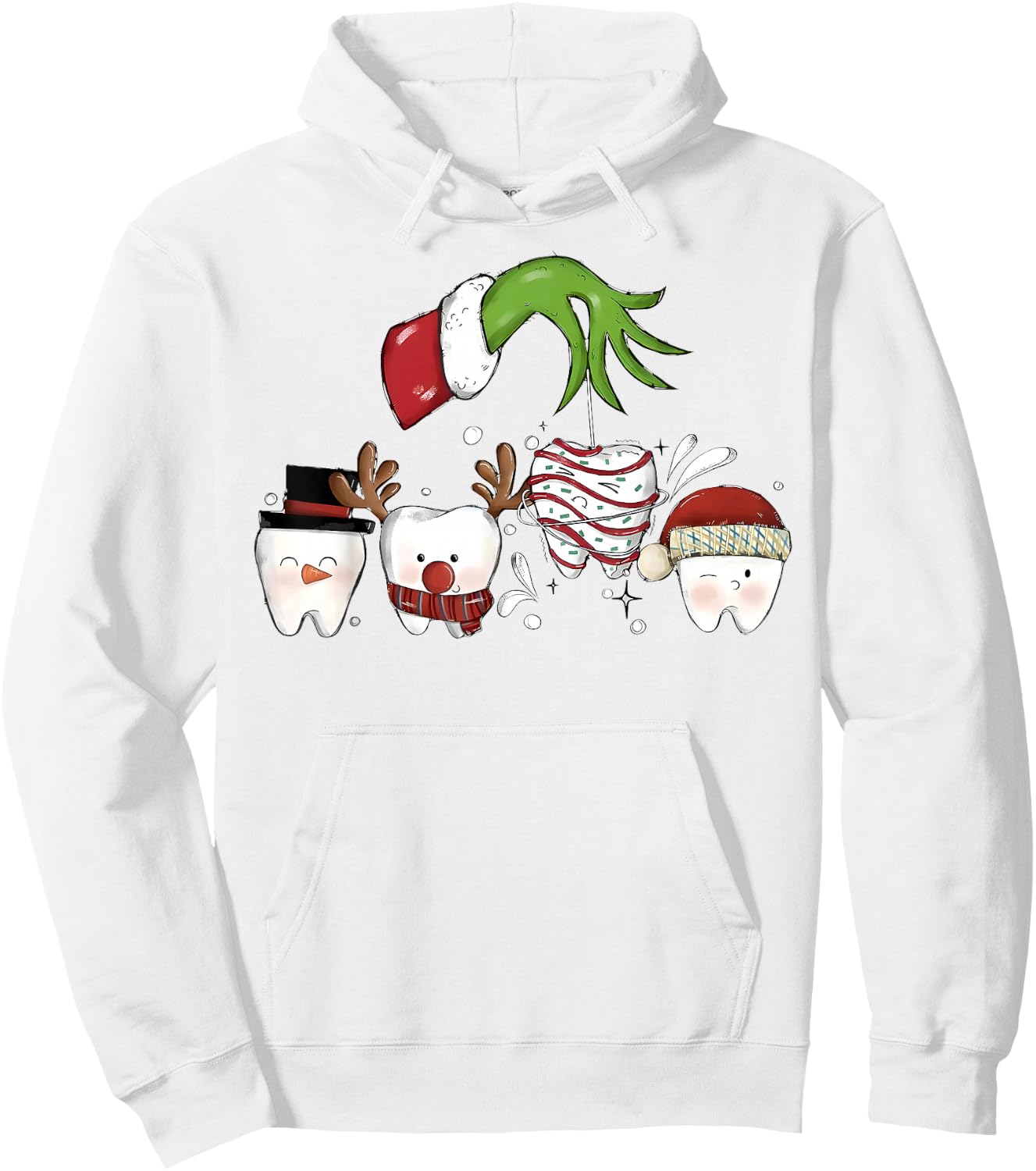 Christmas Teeth Dentist Xmas Reindeer Santa Holiday Pajamas Hoodie - Hoodie | White