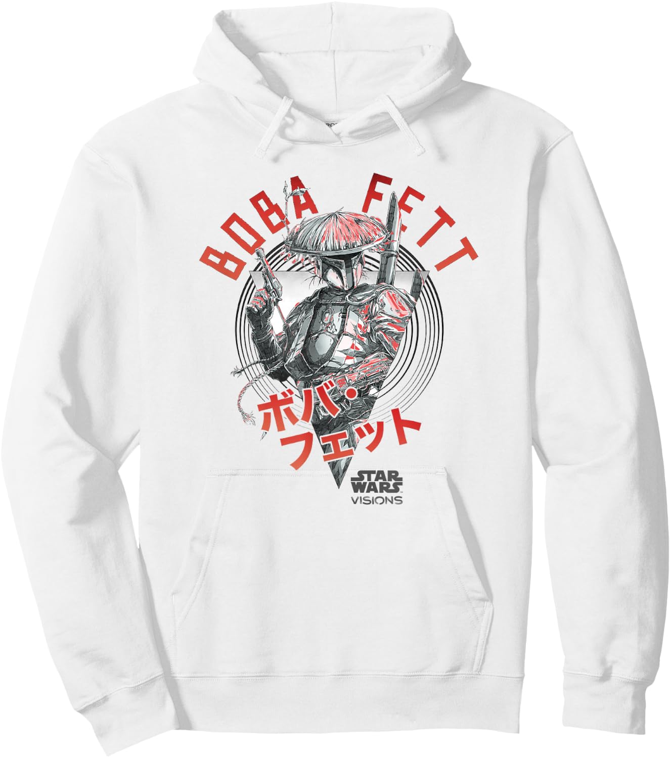 Star Wars Visions Boba Fett Kanji Poster Hoodie - Hoodie | White