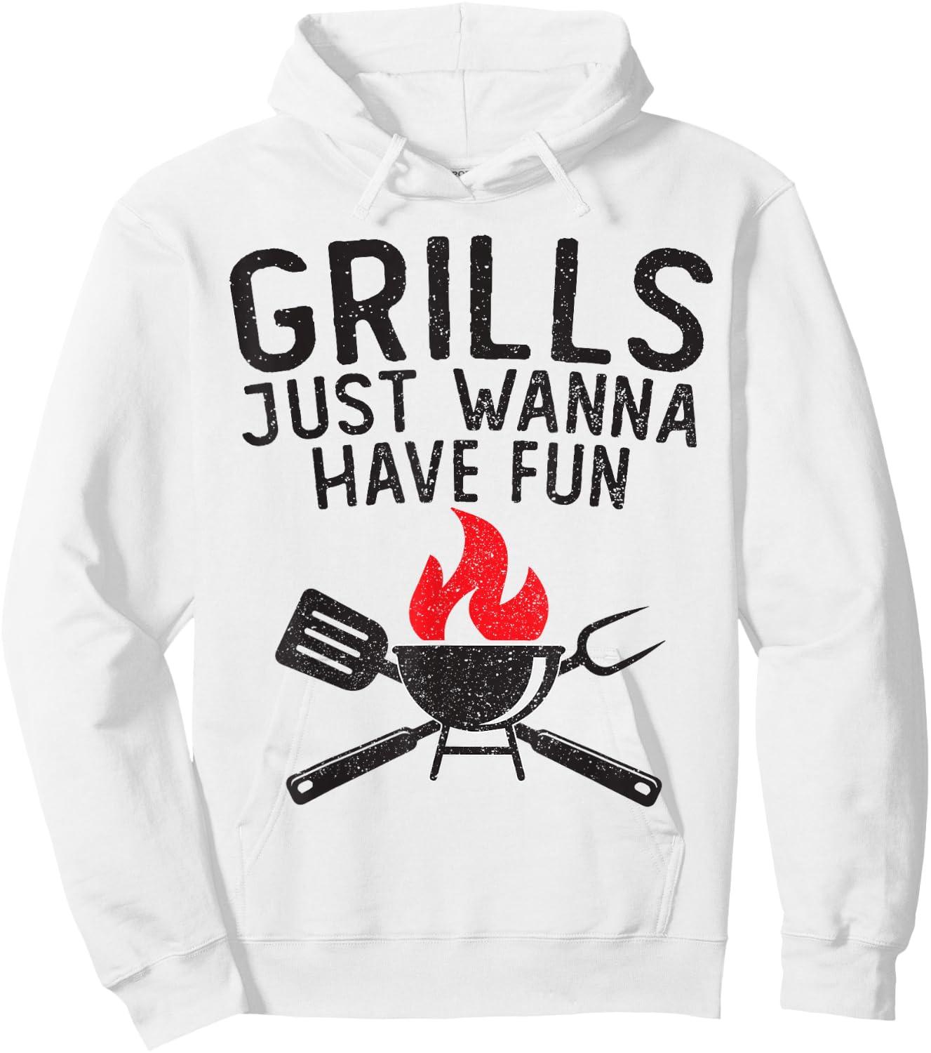 Grills Just Wanna Have Fun Funny Distressed Retro BBQ Hoodie - Hoodie | White