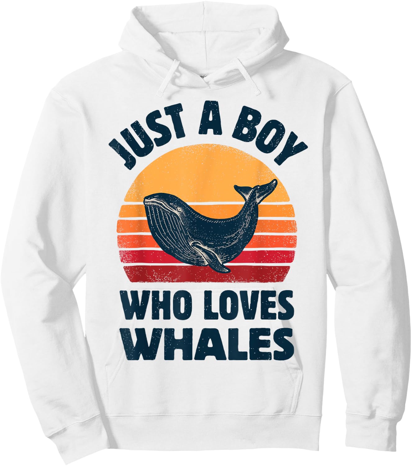 Whale Just A Boy Who Loves Sea Animals Retro Vintage Sunset Hoodie - Hoodie | White