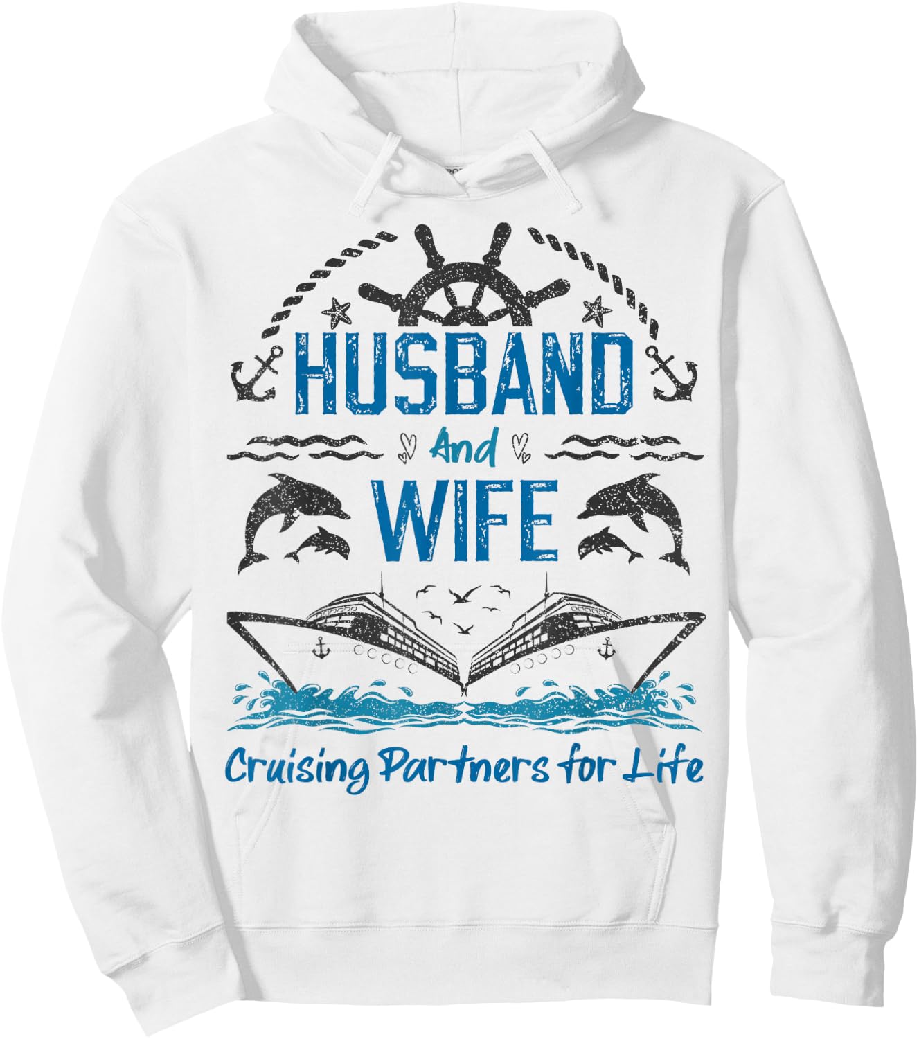 Husband and Wife Cruising Partners for Life for Couples Hoodie - Hoodie | White