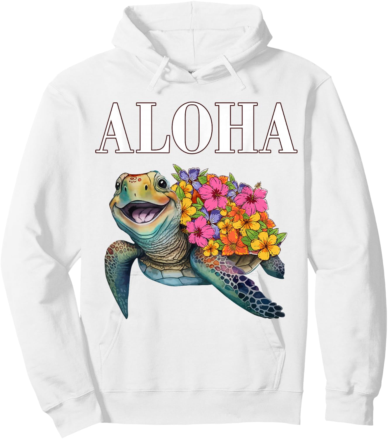 Teen Girl Hawaiian-Shirt Aloha Hawaii Women Turtle Hibiscus Hoodie - Hoodie | White