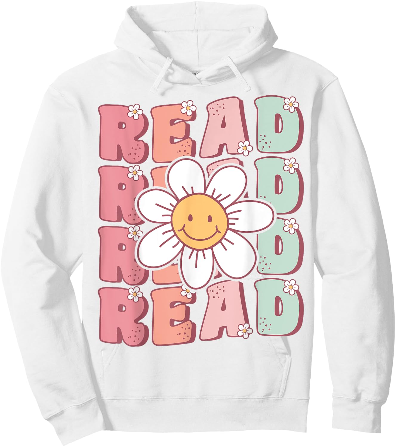 Groovy Book Reader Retro Cute Daisy Flower Book Lover Hoodie - Hoodie | White