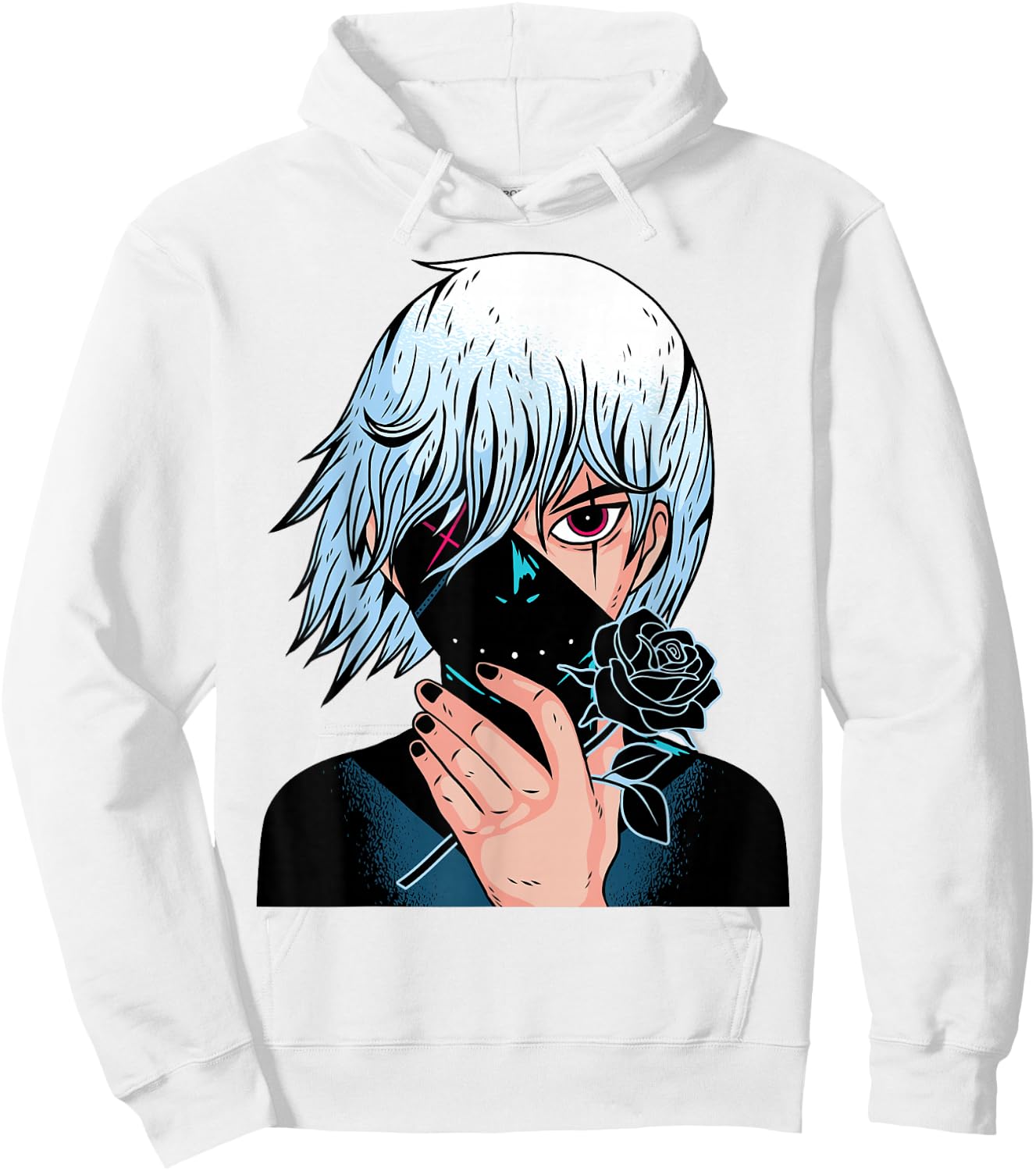Black Roses - Alt Aesthetic - Anime Manga Pink Hoodie - Hoodie | White