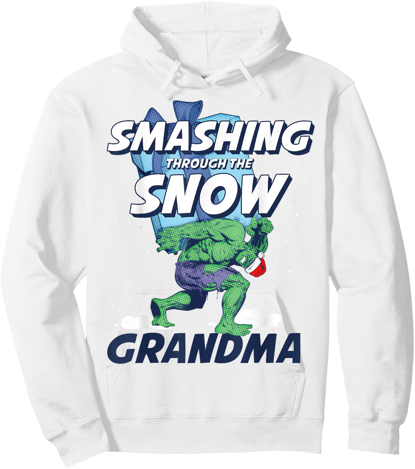 Marvel Hulk Smashing Snow Christmas Grandma Hoodie - Hoodie | White