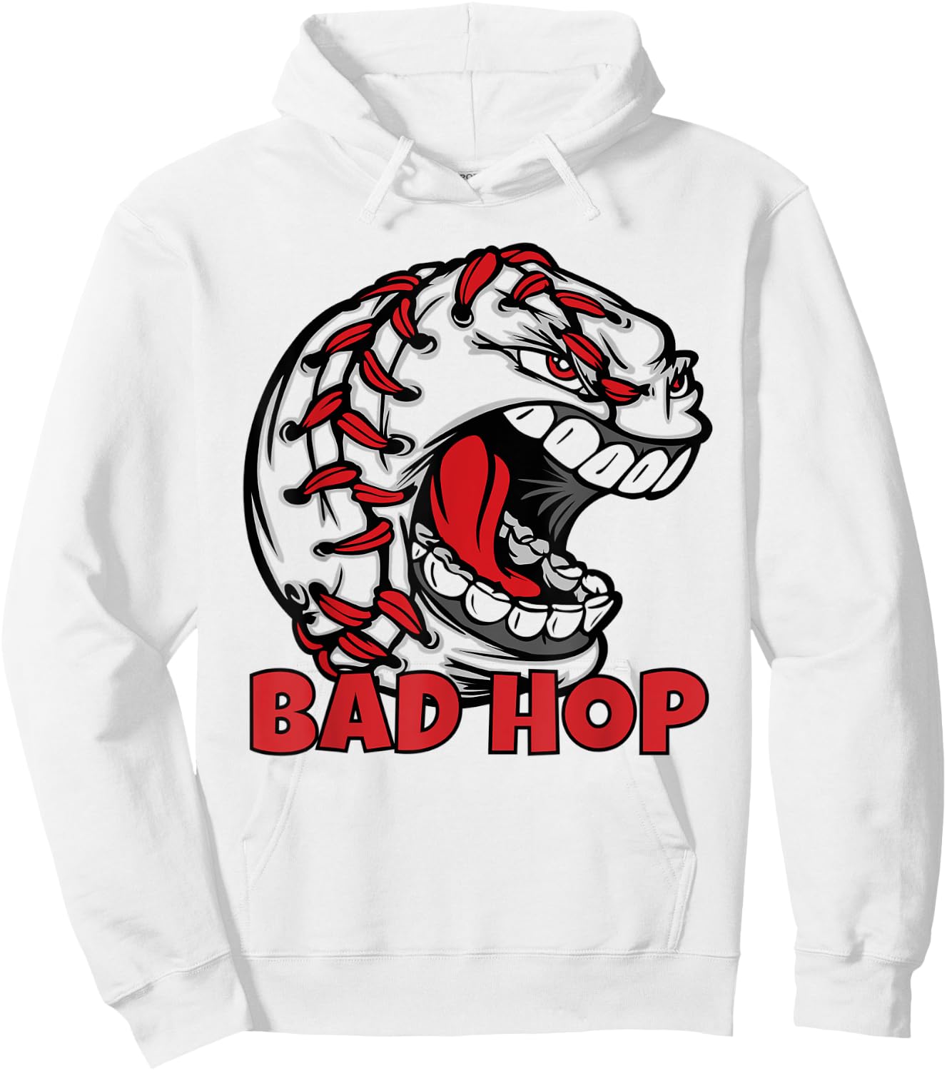 Bad Hop Graphic Baseball with Quotes Slang Baseball Seams Hoodie - Hoodie | White