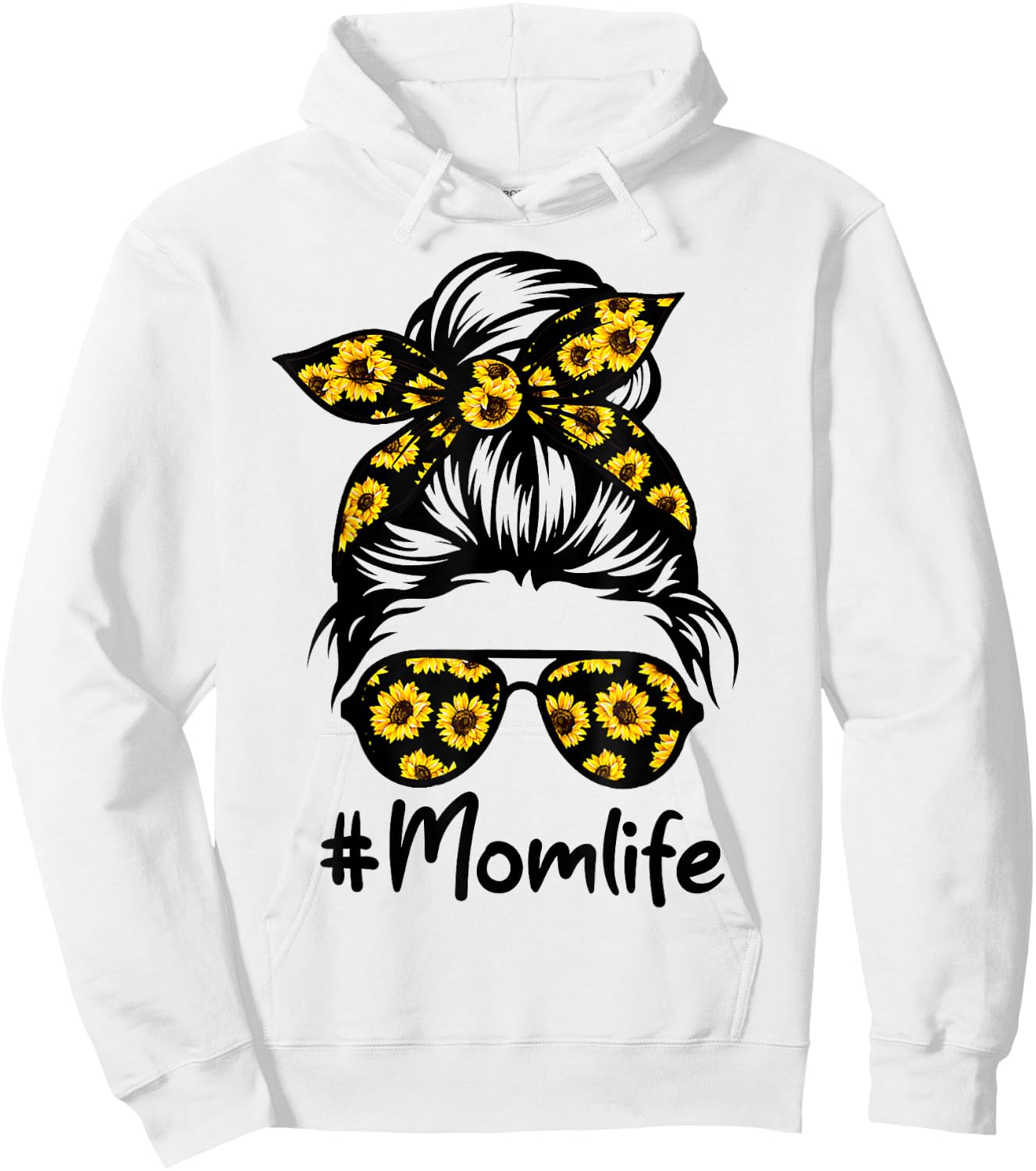 Classy Mom Life with Sunflower Messy Bun Mother's Day Hoodie - Hoodie | White