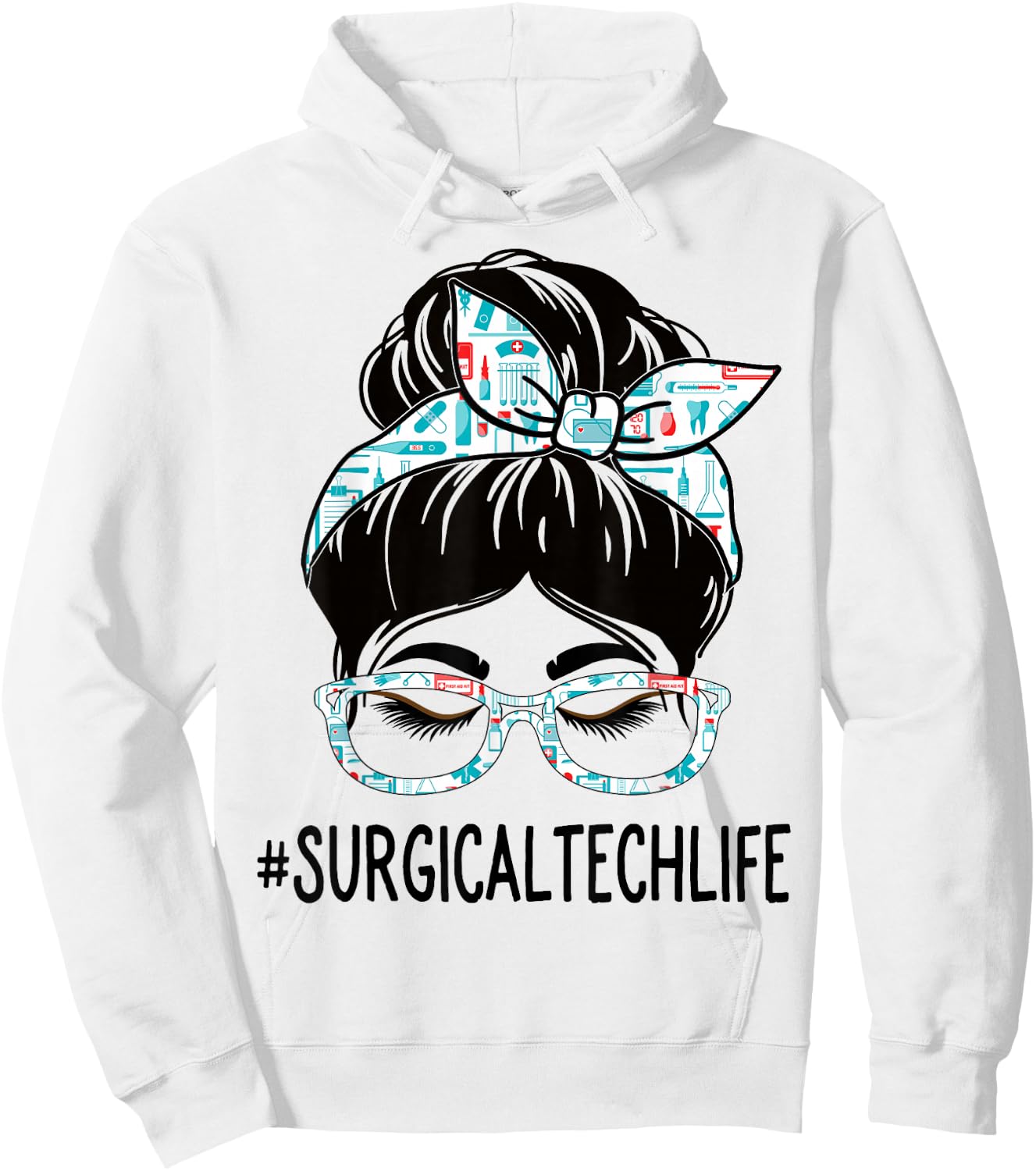 Surgical Tech Week Appreciation Day Women Messy Bun For Work Hoodie - Hoodie | White