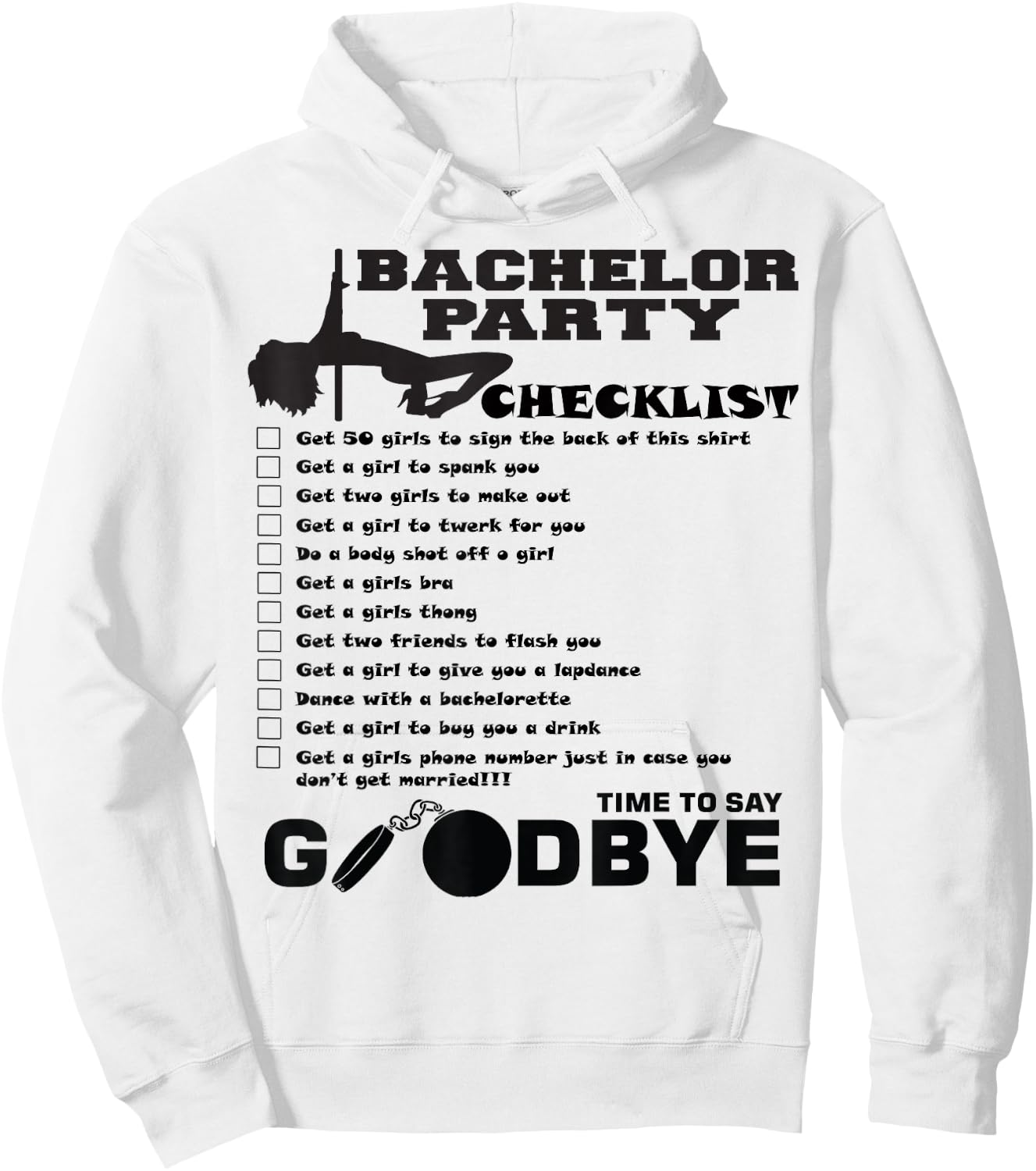 AMSER Co. Bachelor Party , Blue, Small Hoodie - Hoodie | White