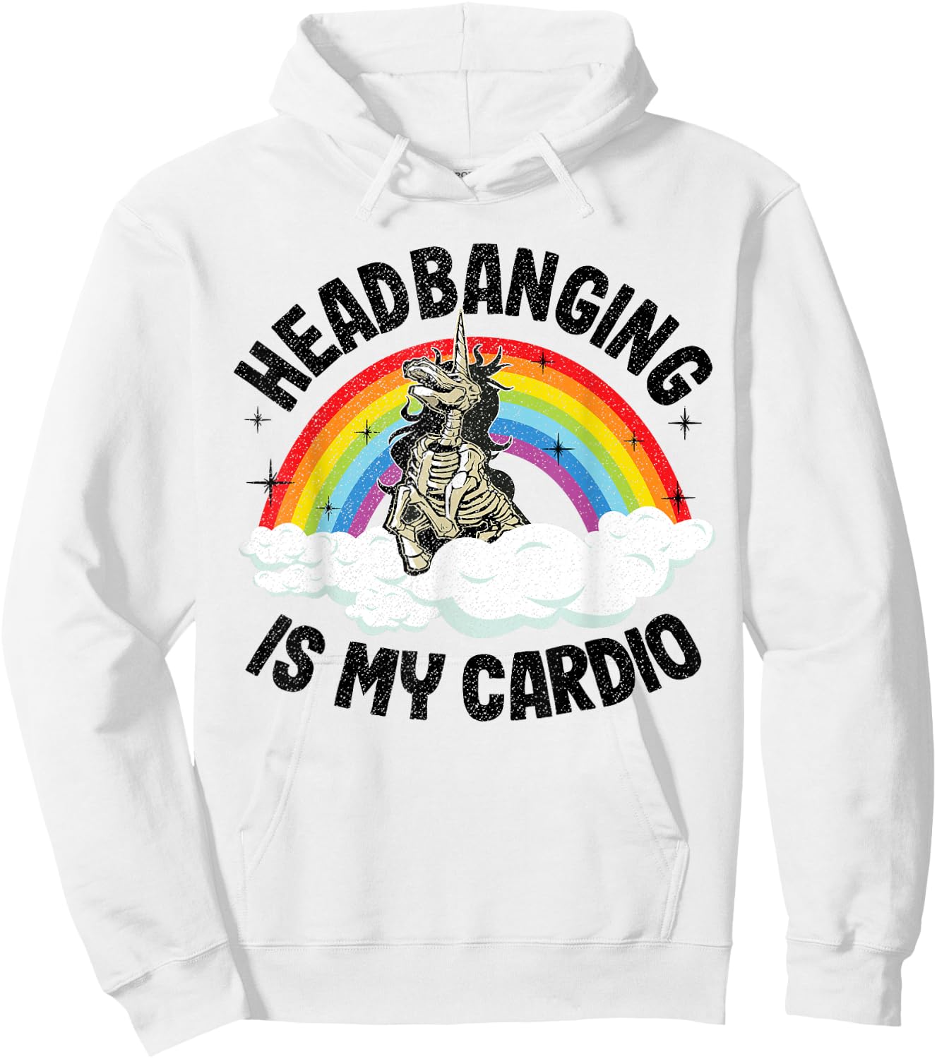 Headbanging Is My Cardio Unicorn Rainbow Funny Death Metal Hoodie - Hoodie | White