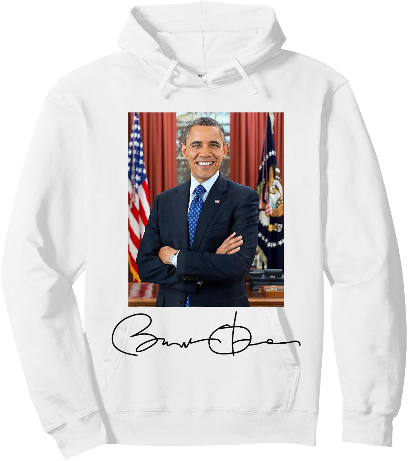 President Barack Obama Signature and Portrait Hoodie - Hoodie | White