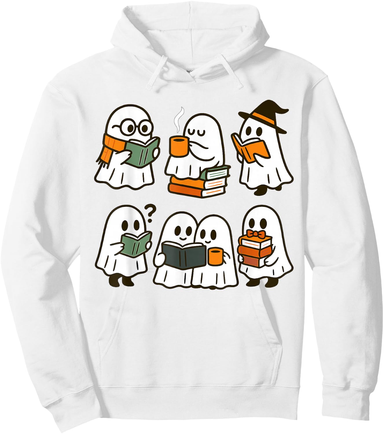 Cute Ghosts Reading Books Halloween Hoodie - Hoodie | White