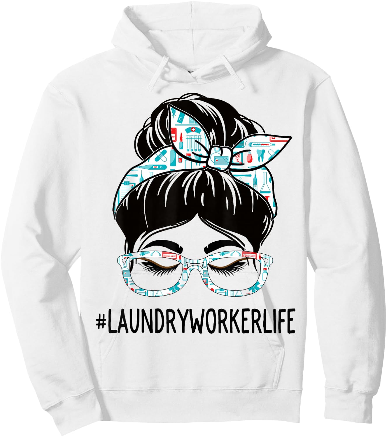 Laundry Worker Week Appreciation Women Messy Bun For Work Hoodie - Hoodie | White