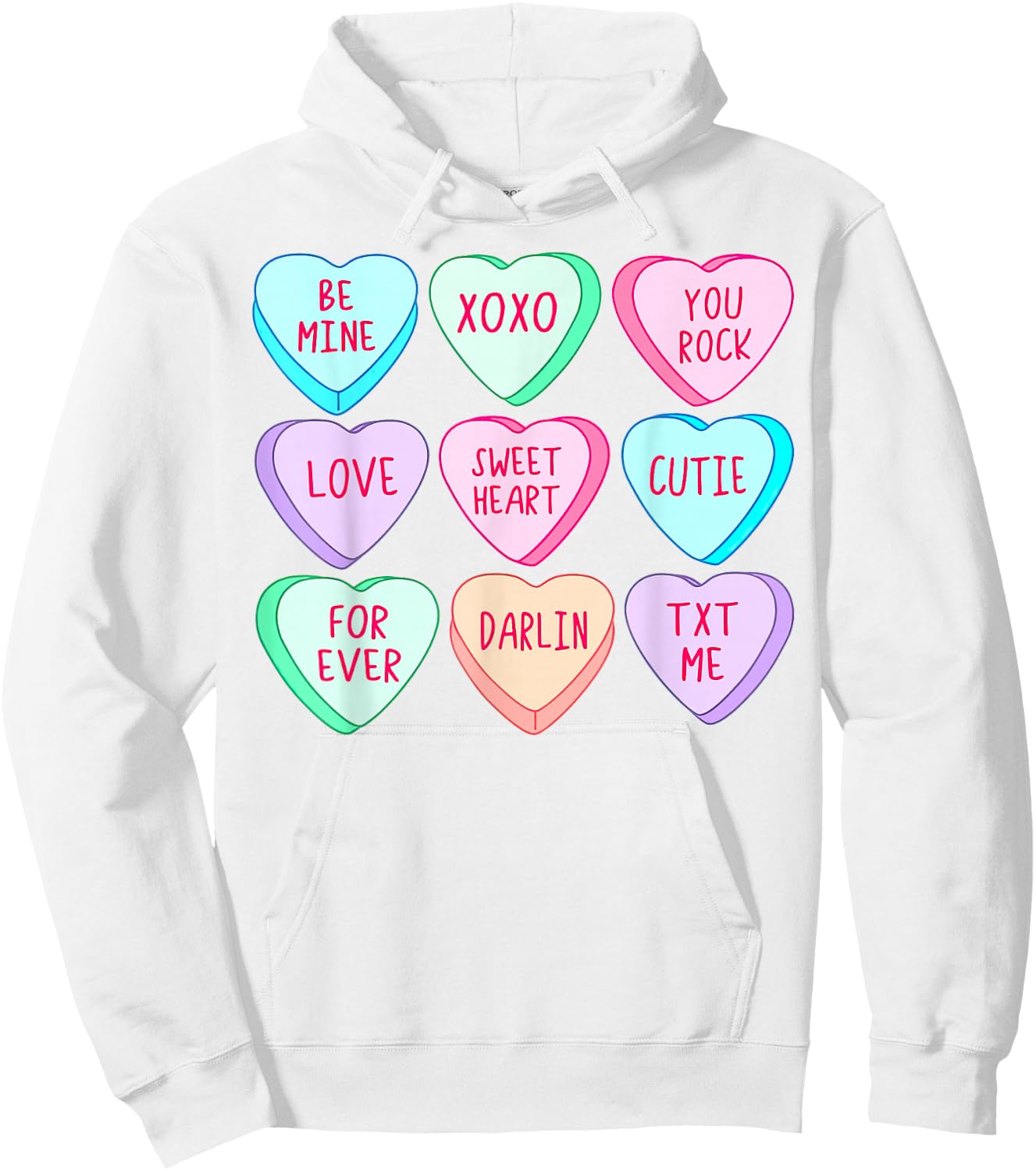 Candy Sweet Hearts Love Valentines Day Girls Hoodie - Hoodie | White