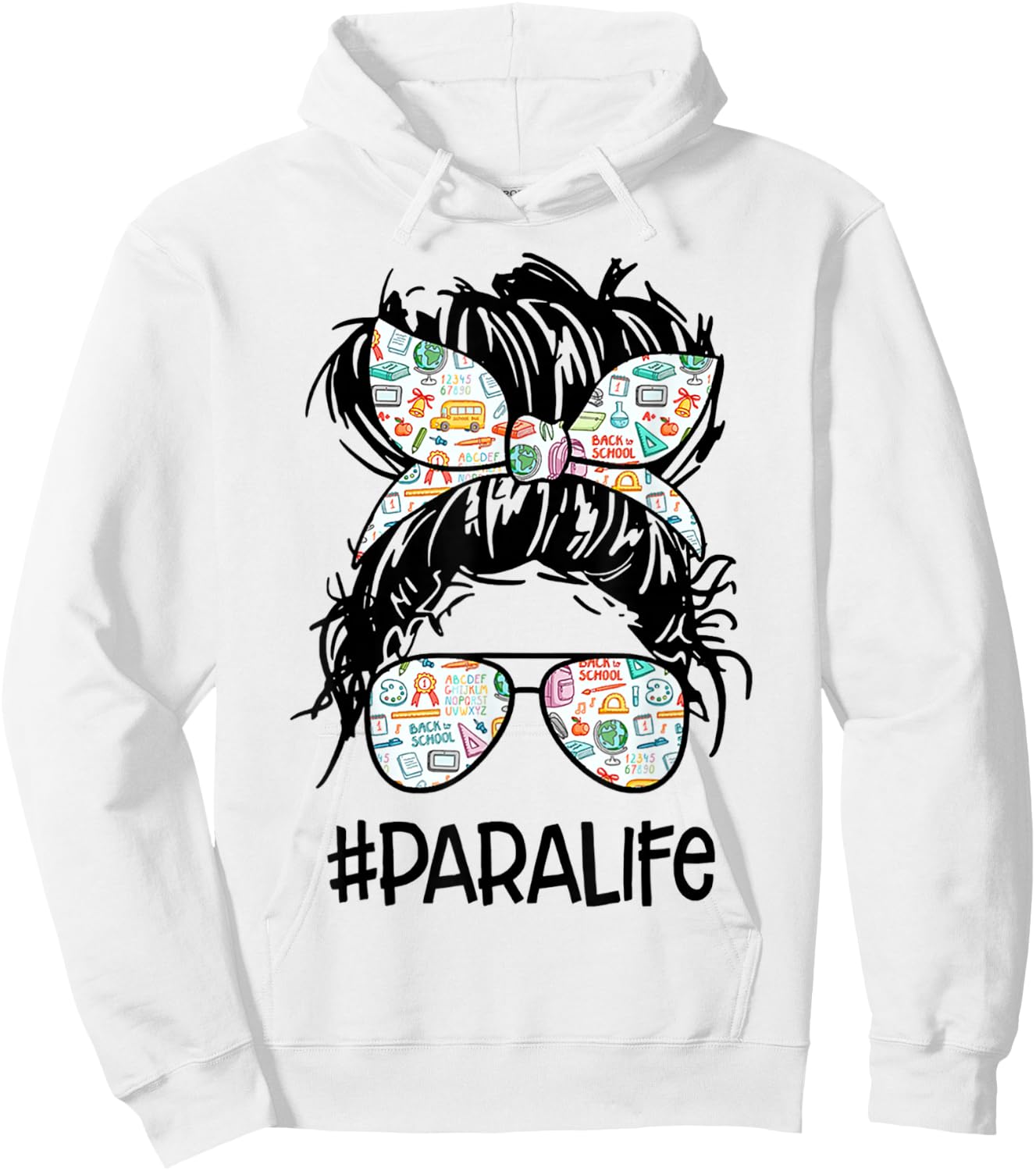 Teacher para Life Paraprofessional Cute Messy Bun Small Hoodie - Hoodie | White