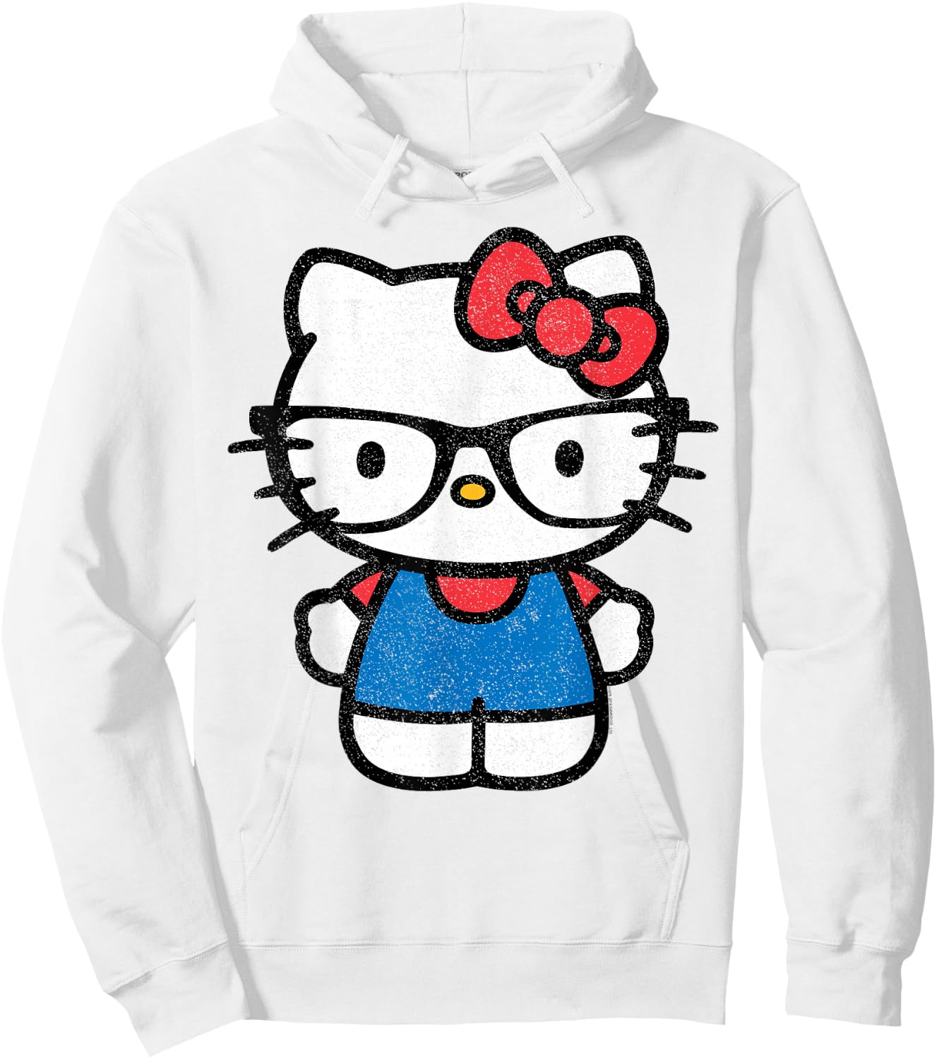 Hello Kitty Distressed Nerd Glasses Shirt Hoodie - Hoodie | White