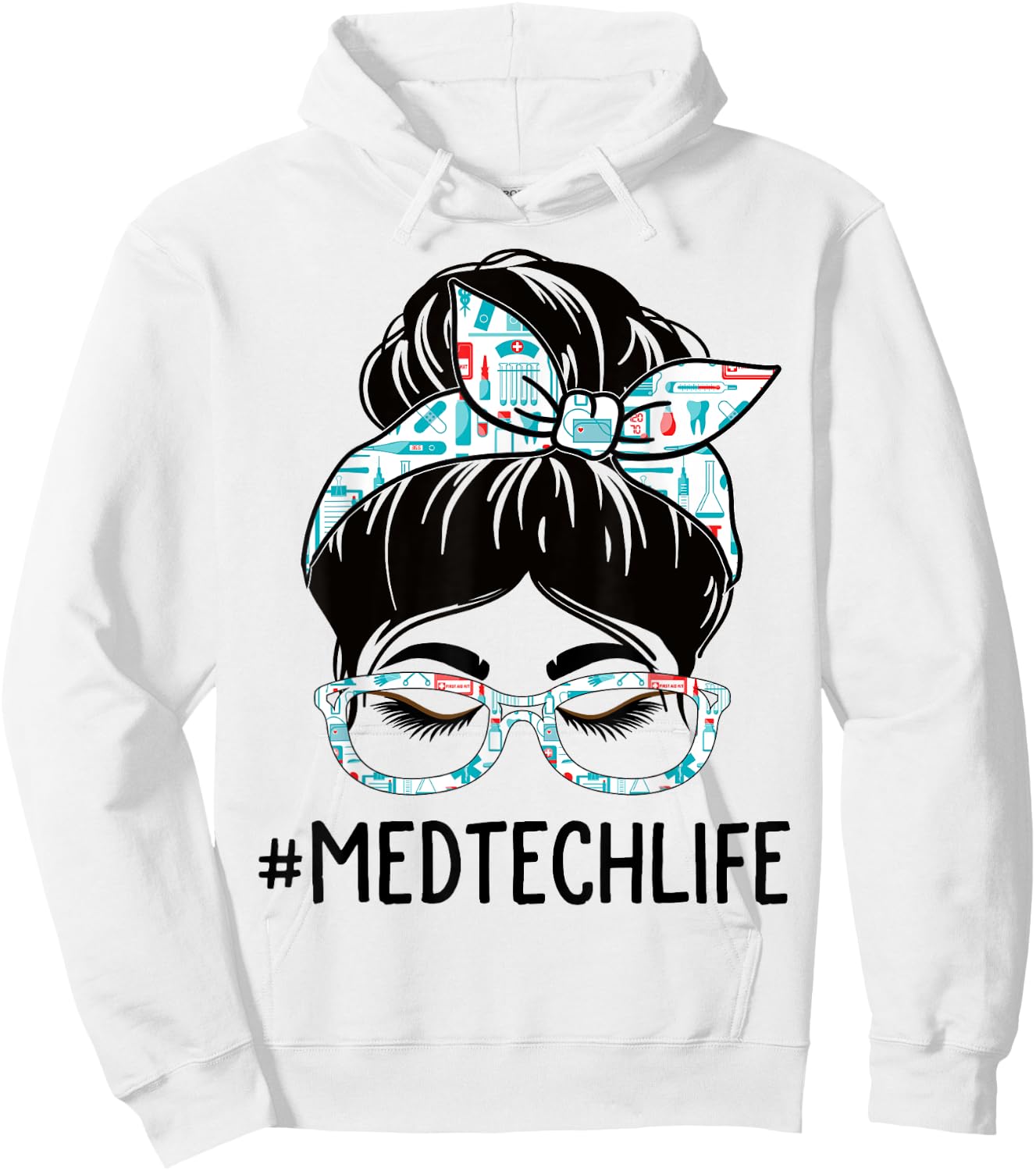 Med Tech Week Appreciation Day Women Messy Bun For Work Hoodie - Hoodie | White