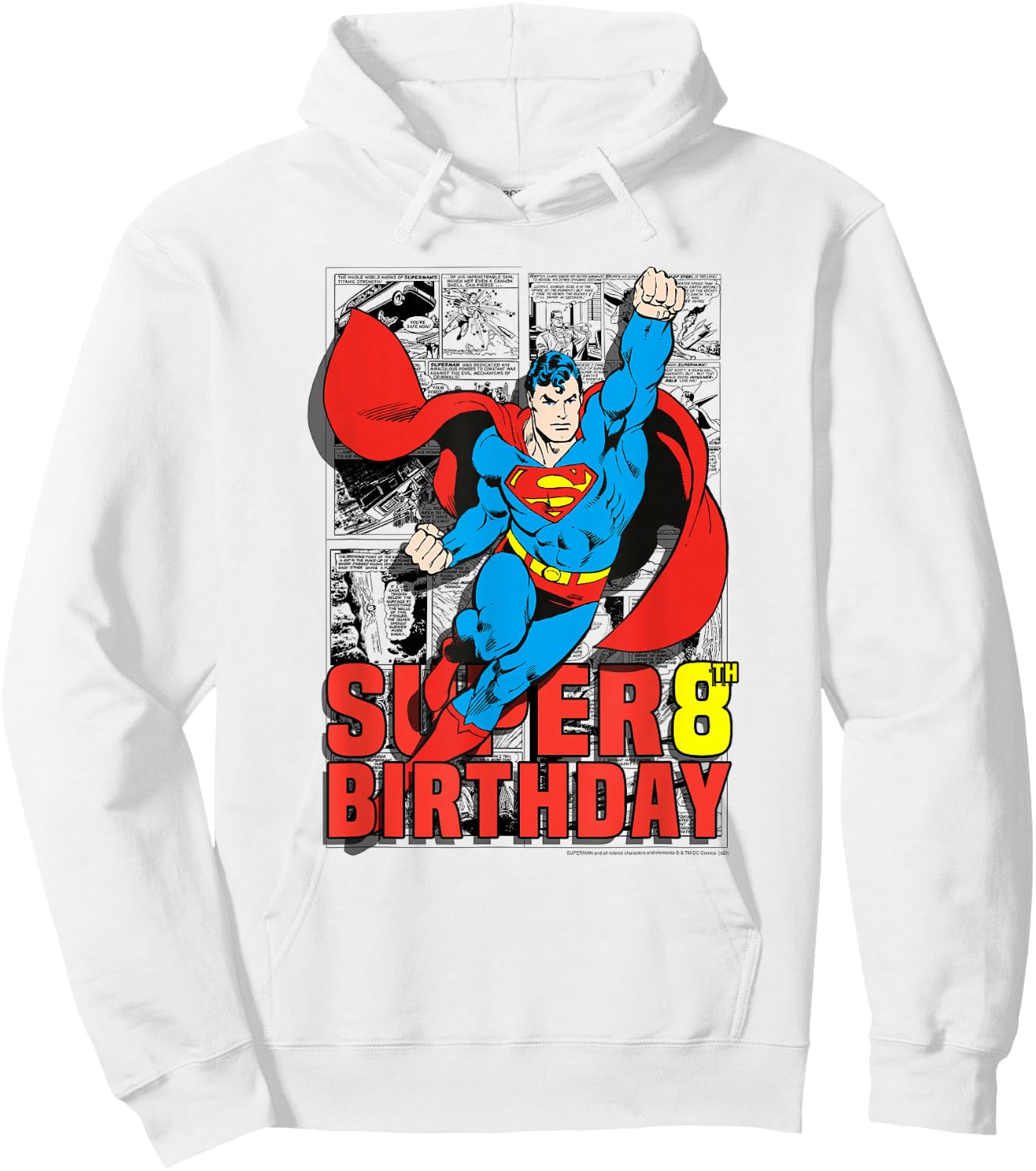 DC Comics Superman Super 8th Birthday Comic Hoodie - Hoodie | White
