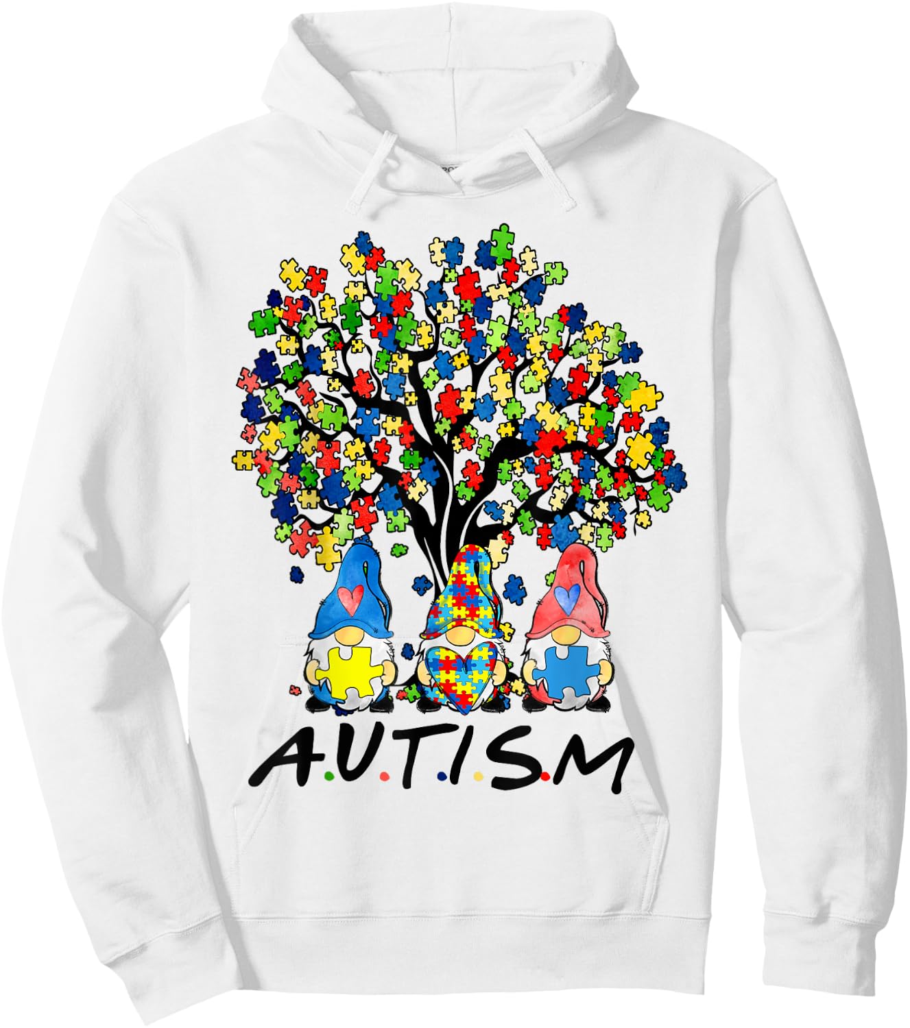 Autism Gnome Awareness Gnomes Men Women Boys Girls Tree Hoodie - Hoodie | White
