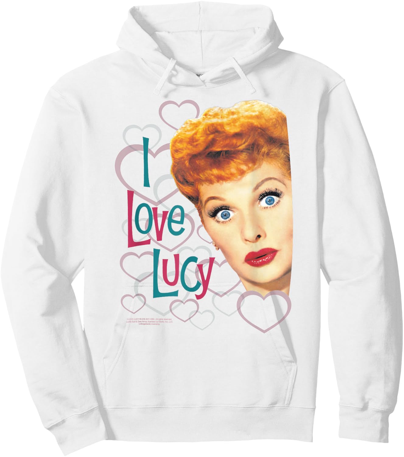I Love Lucy Hollywood Open Hearts Hoodie - Hoodie | White