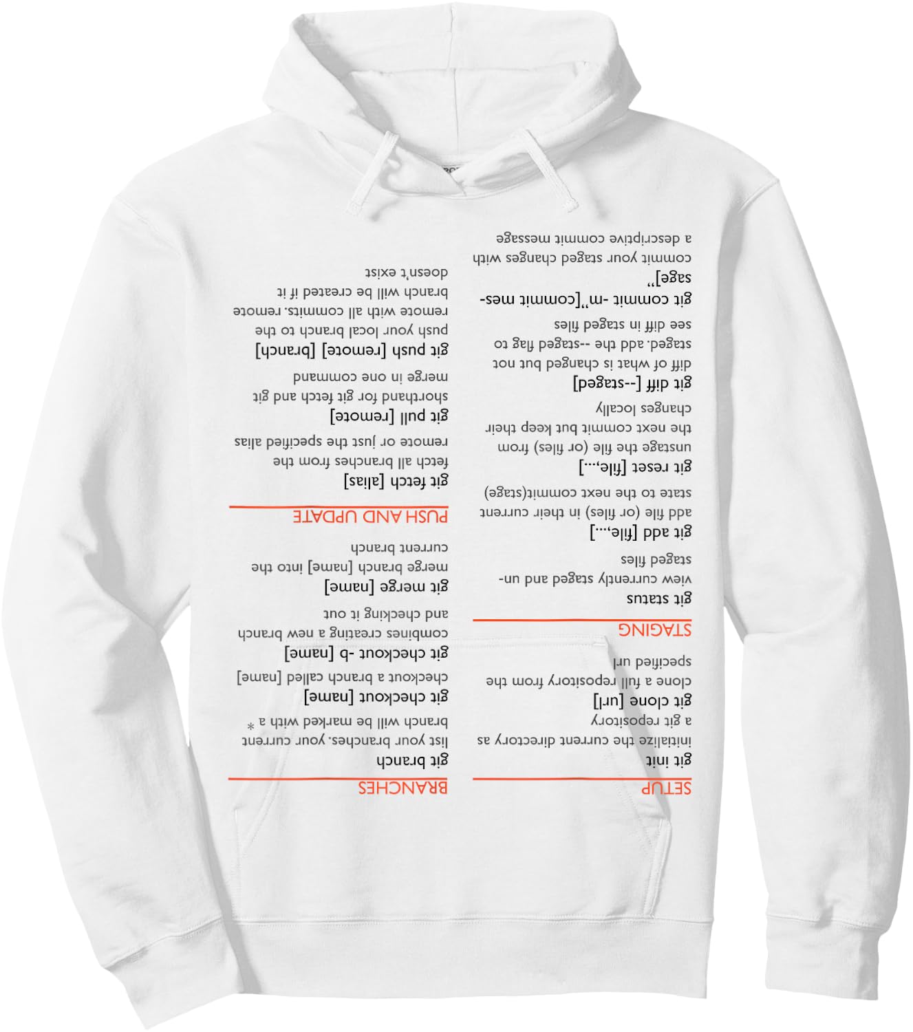 Upside down git cheat sheet Hoodie - Hoodie | White