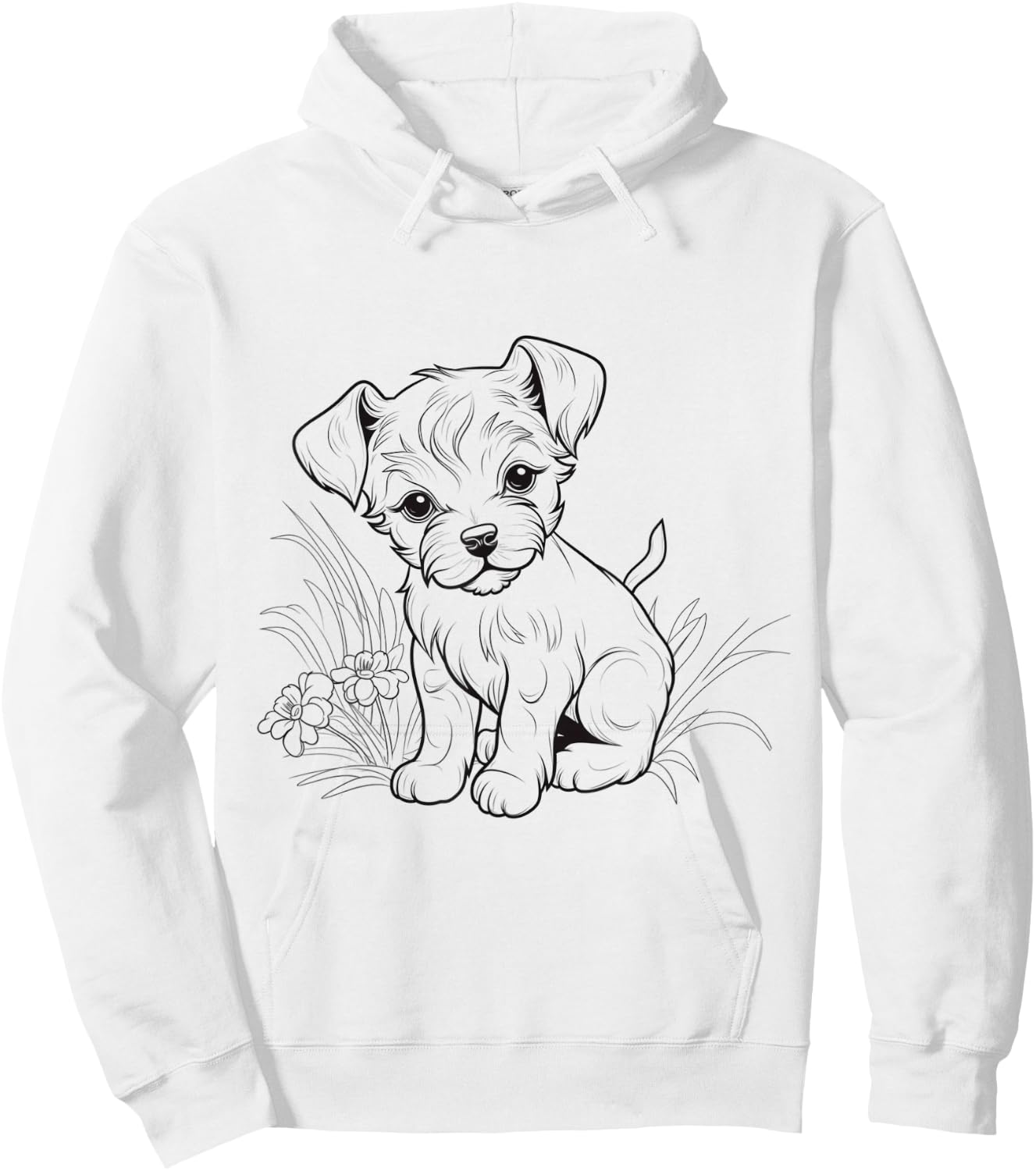Cute Puppy Line Art – Hand Drawn Dog Sketch Design Hoodie - Hoodie | White