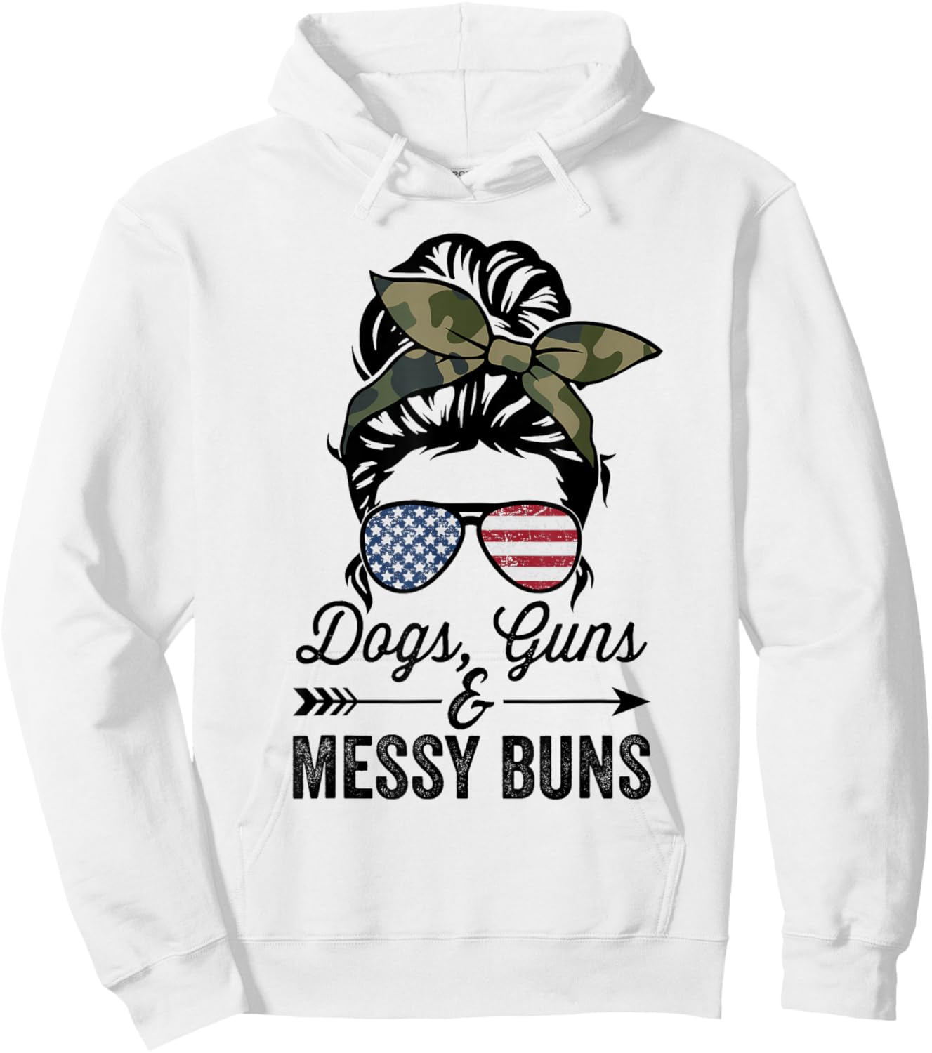 Funny Dogs Guns & Messy Buns - Pro Gun Dog Lover Hoodie - Hoodie | White