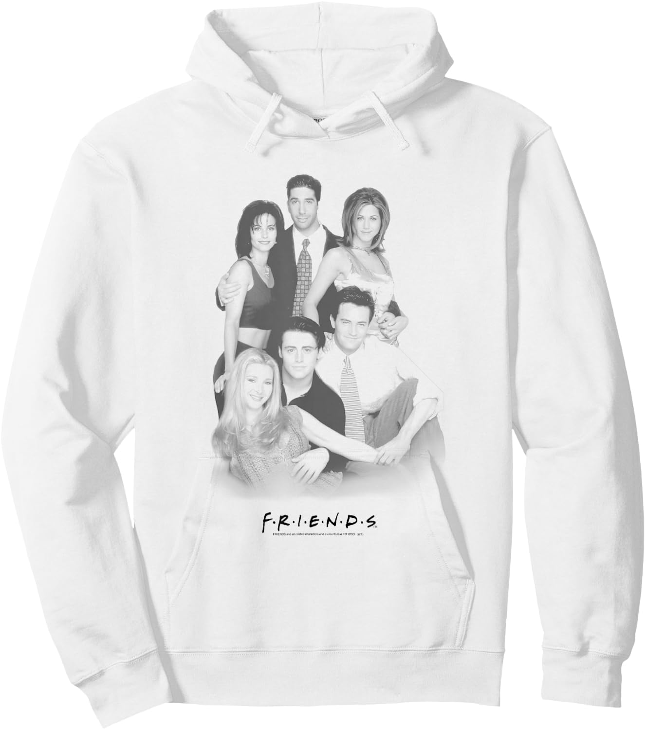 Friends Cast Group Shot Black and White Photo TV Show Hoodie - Hoodie | White