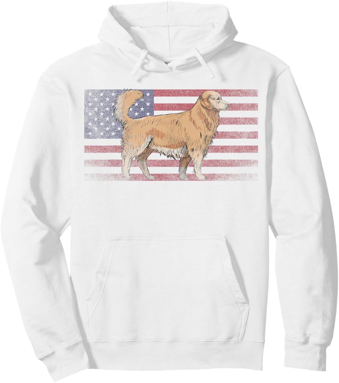 Dog 4th of July American Flag USA Patriotic-Golden Retriever Women Kids Men Hoodie - Hoodie | White