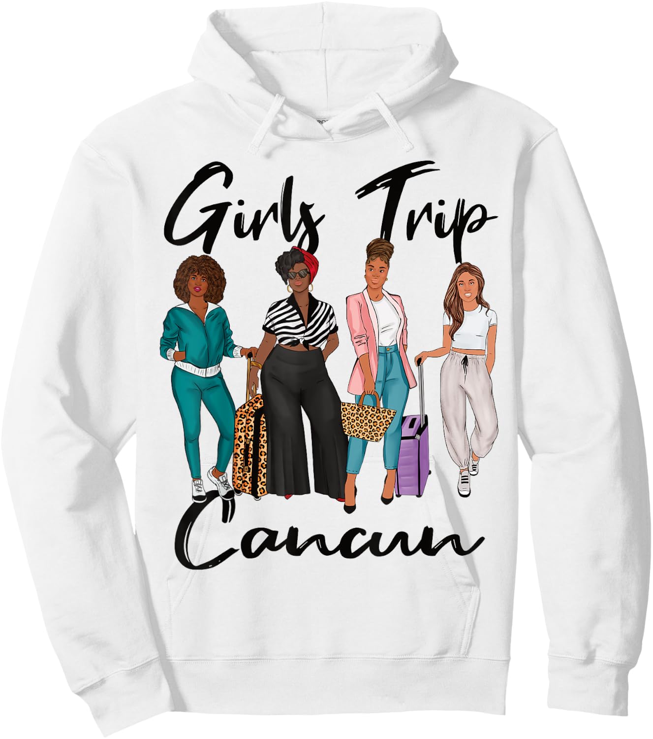 Girls Trip Cancun For Melanin Afro Black Vacation Women Hoodie - Hoodie | White
