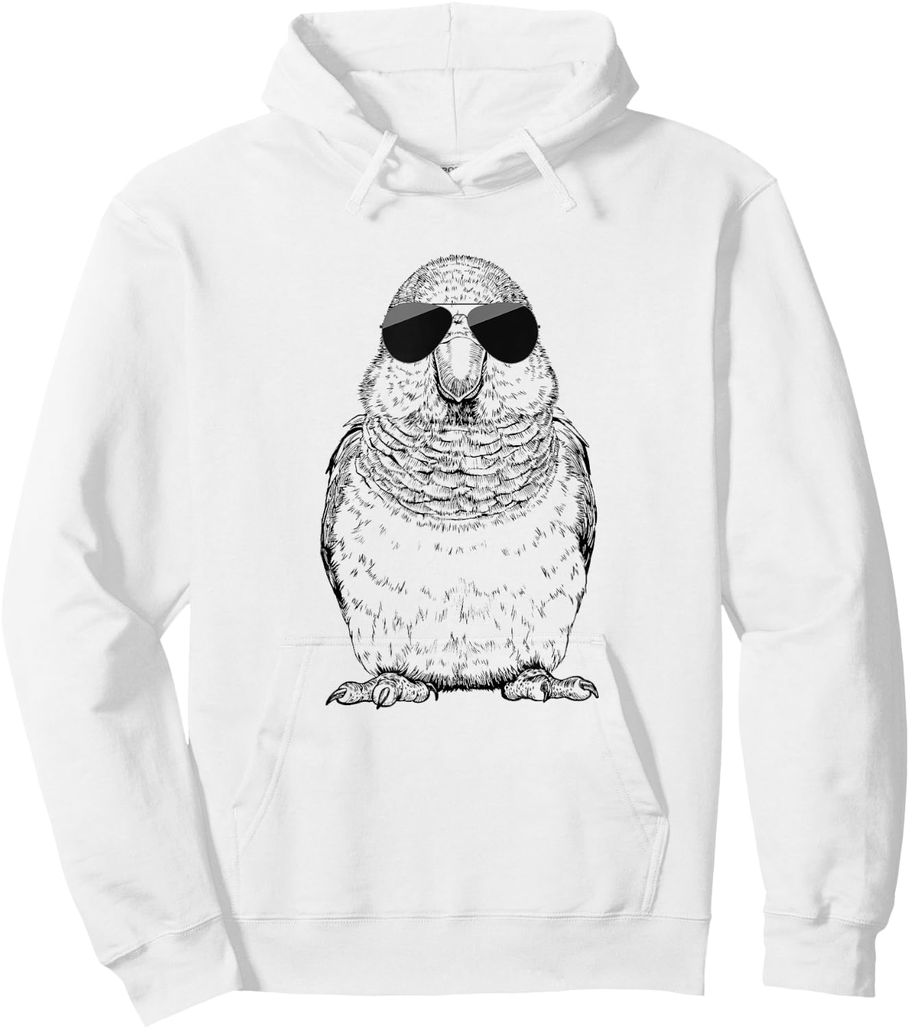 Quaker Parrot Bird with Sunglasses -Adults, Kids Hoodie - Hoodie | White