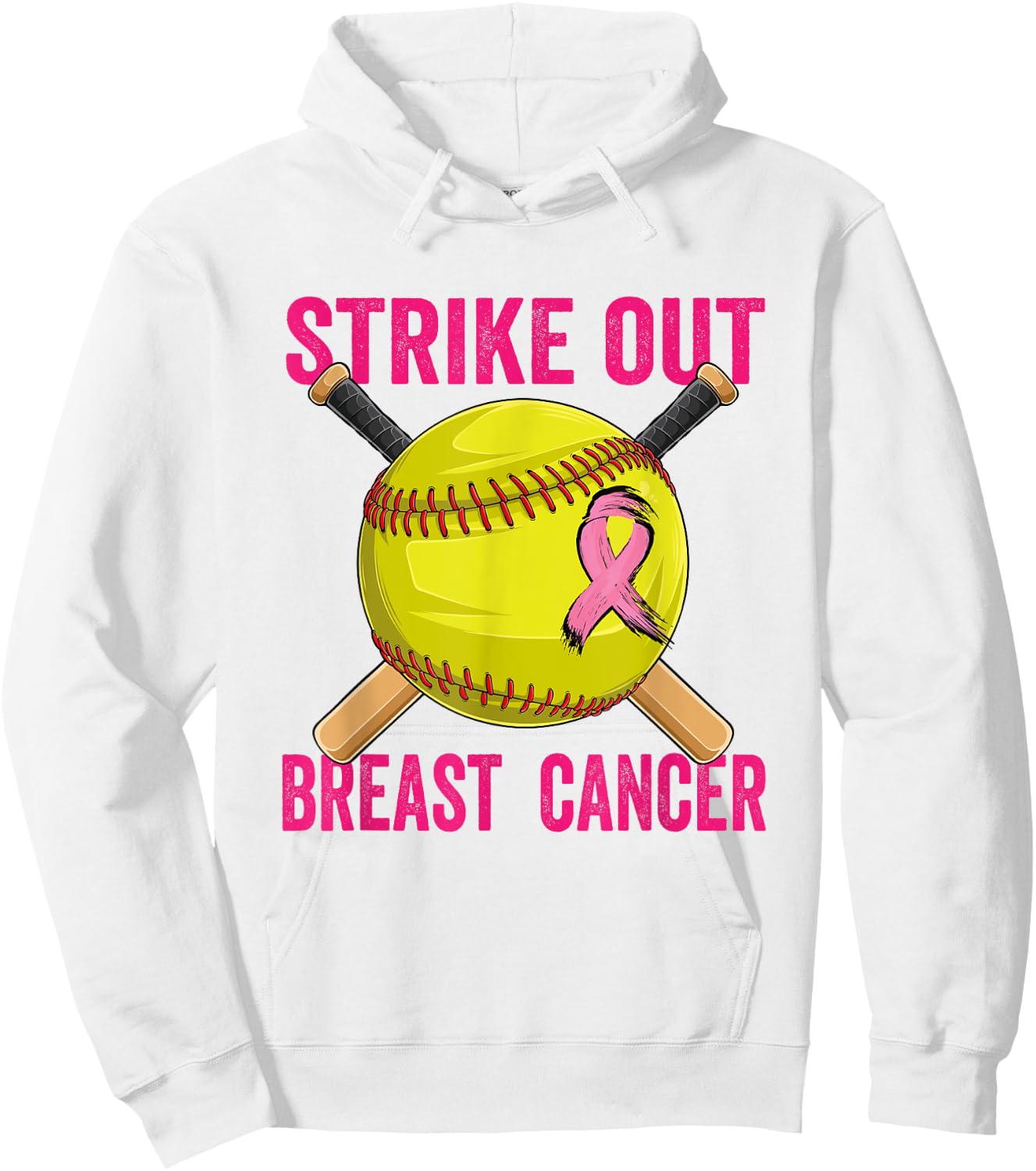 Strike Out Breast Cancer Awareness Softball Fighters Hoodie - Hoodie | White