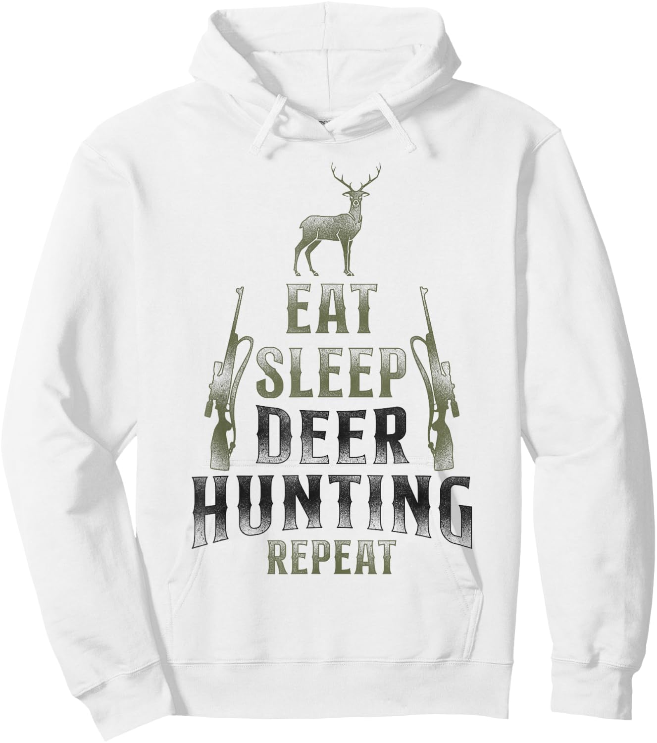 Buck Deer Hunting Hunter Vintage Eat Sleep Deer Hunting Hoodie - Hoodie | White