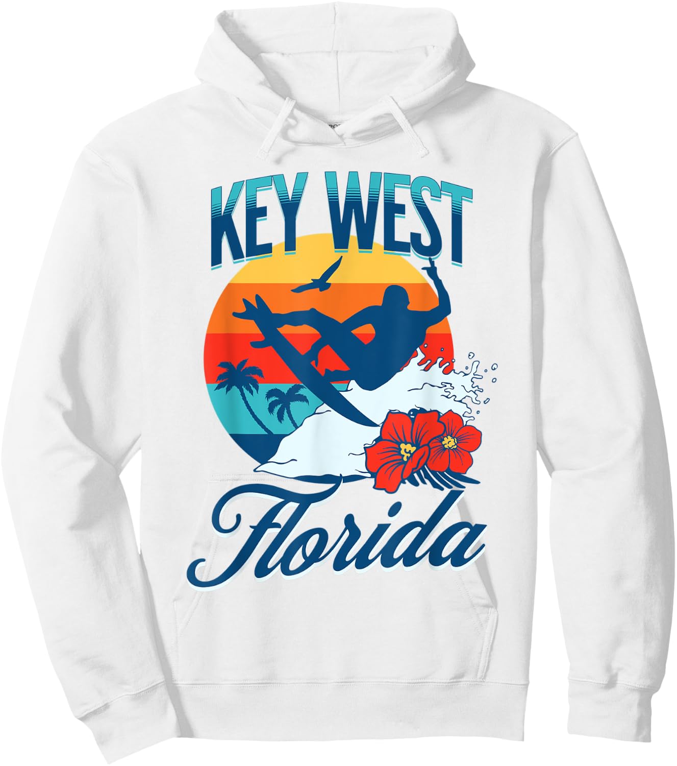 Key West Florida Beach Surf Summer Vacation Vintage Hoodie - Hoodie | White