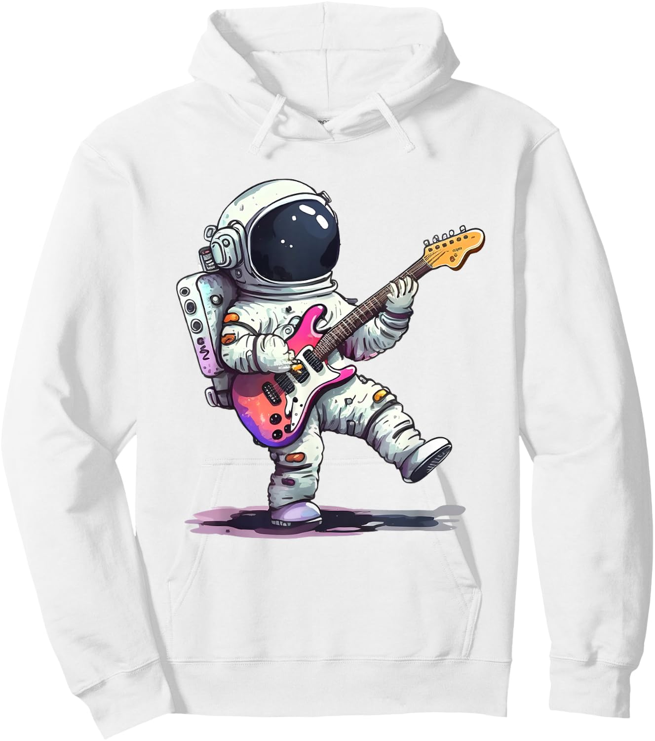 Cute Little Solar Sytsem Guitar Cosmonaut Galaxy Astronaut Hoodie - Hoodie | White