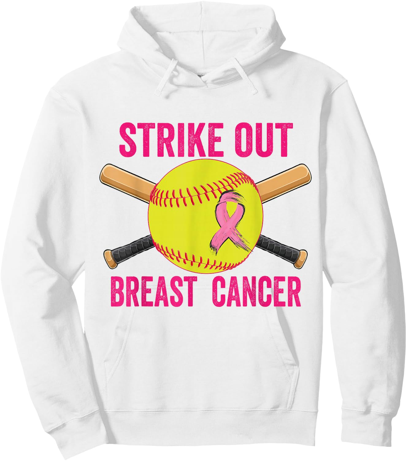 Strike Out Breast Cancer Awareness Softball Fighters Hoodie - Hoodie | White