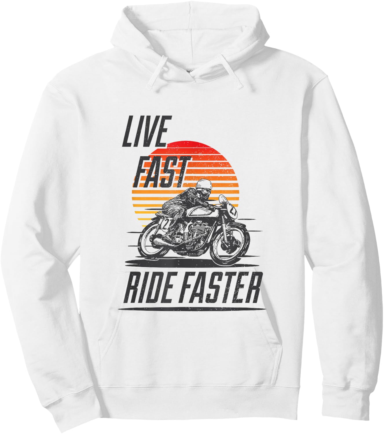 Live Fast Ride Faster - Vintage Motorcycle Riding Hoodie - Hoodie | White