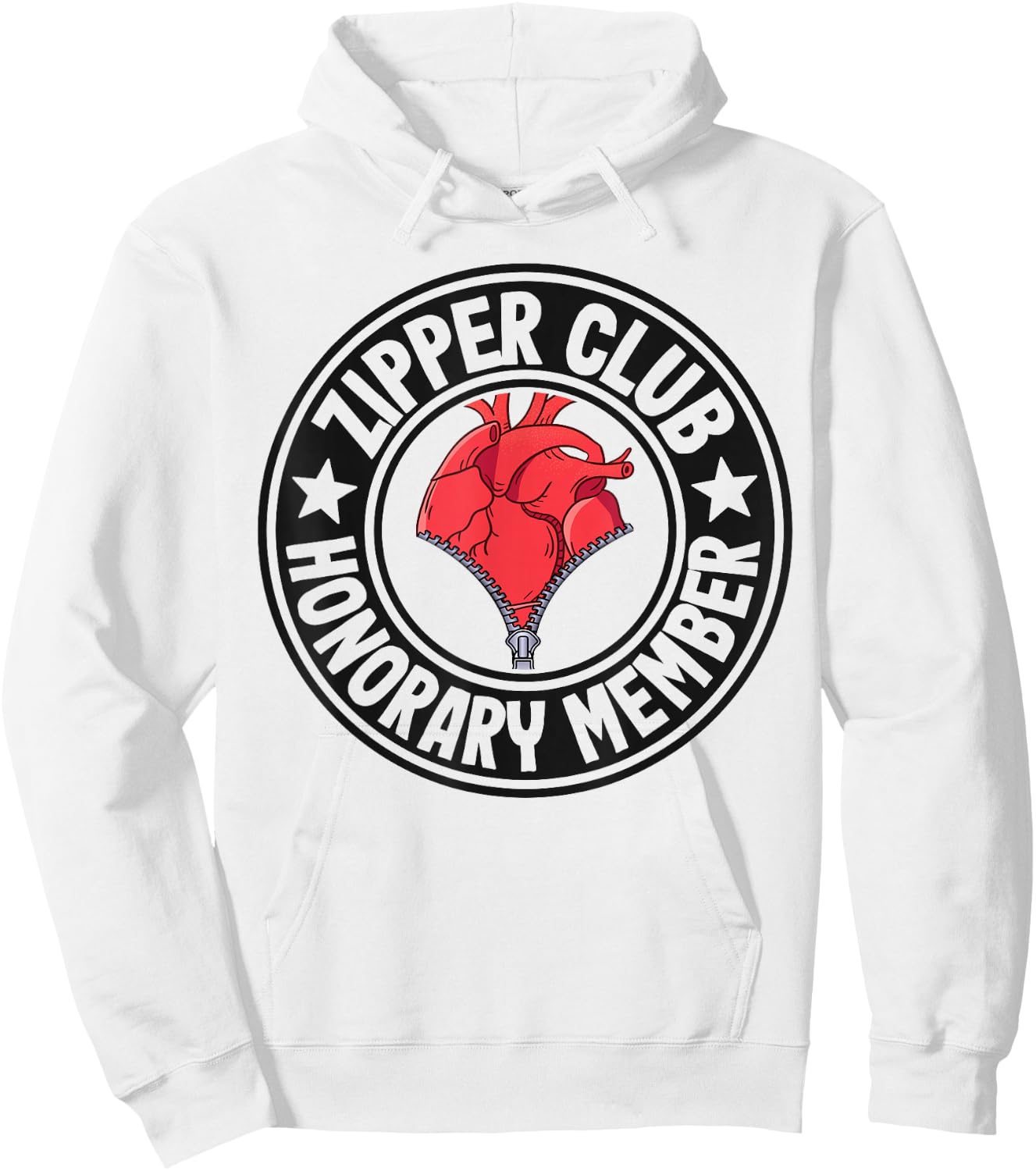 Zipper Club Honorary Member Bypass Open Heart Surgery Hoodie - Hoodie | White