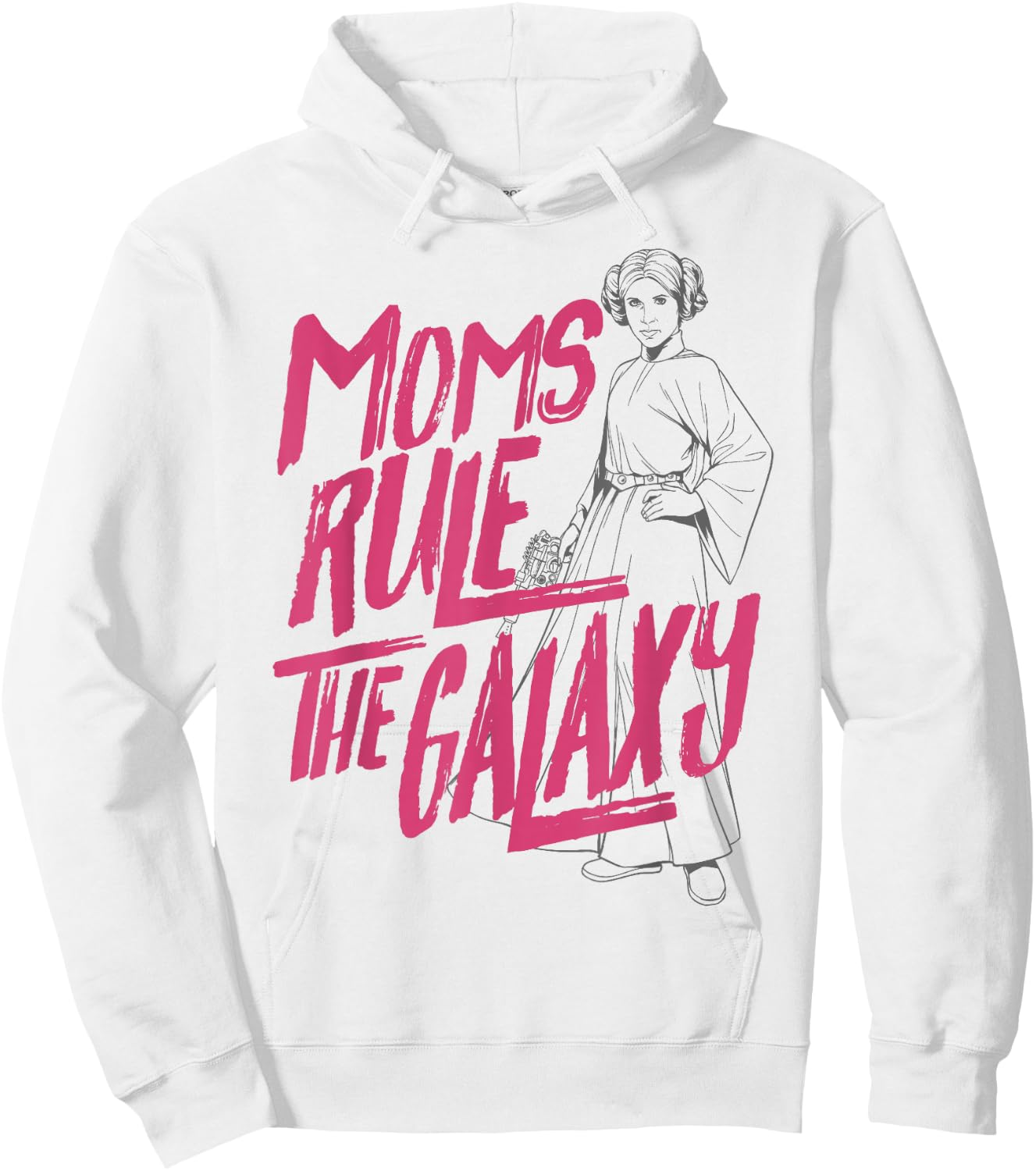 Star Wars Mother's Day Leia Line Art Moms Rule The Galaxy Hoodie - Hoodie | White