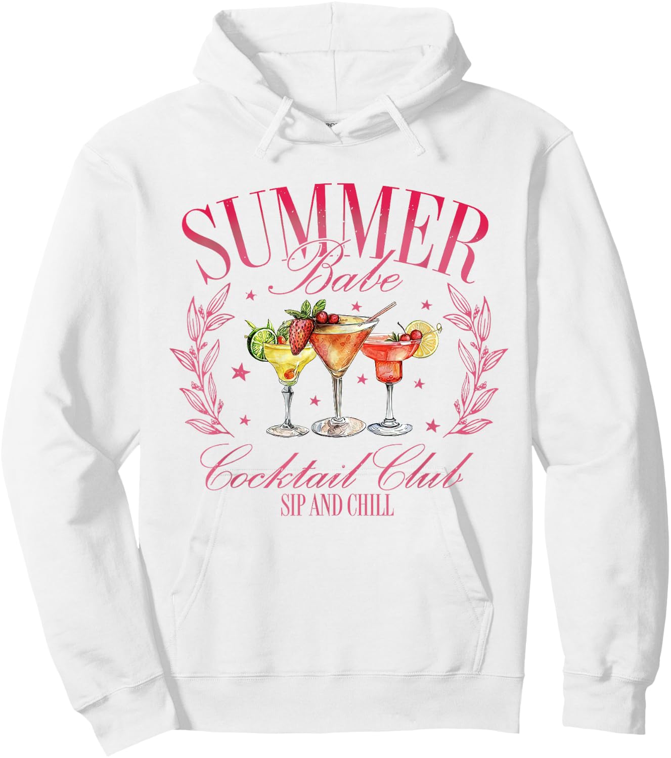 Vintage Retro Summer Babe Cocktail Club Drinking Lovers Hoodie - Hoodie | White