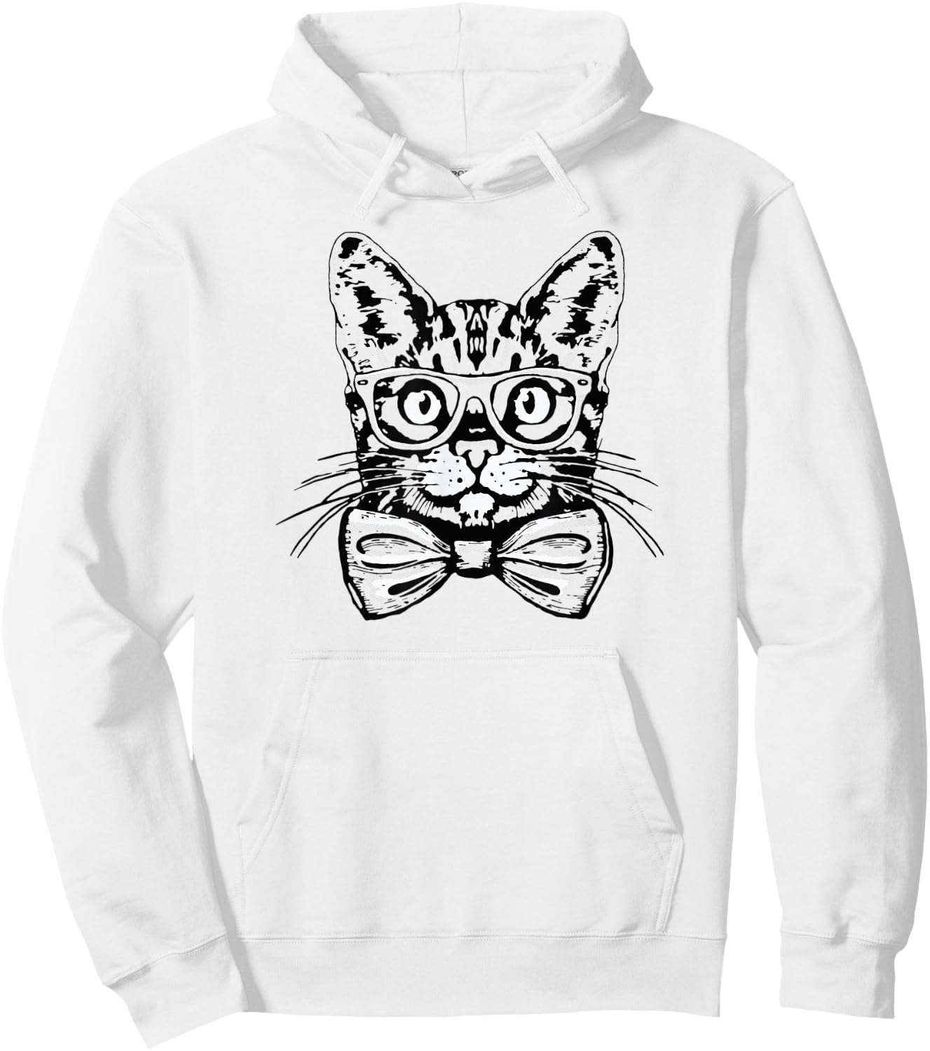 Hipster Cat Bowtie Glasses Pop Art Funny Cute Cat Lover Women Kids Hoodie - Hoodie | White