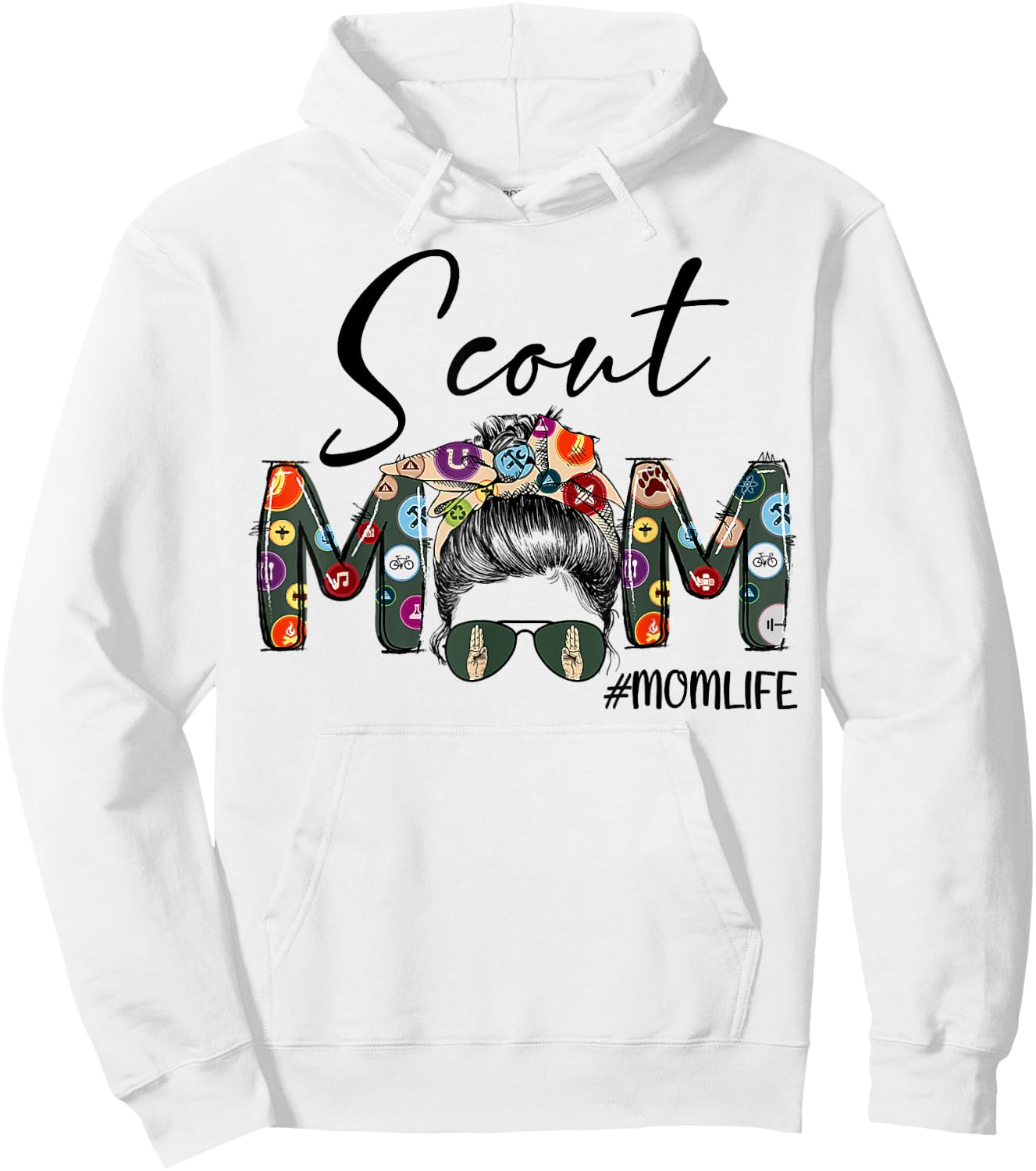 Scouting Scout Mom Life Messy Bun Hair Mother's Day Hoodie - Hoodie | White