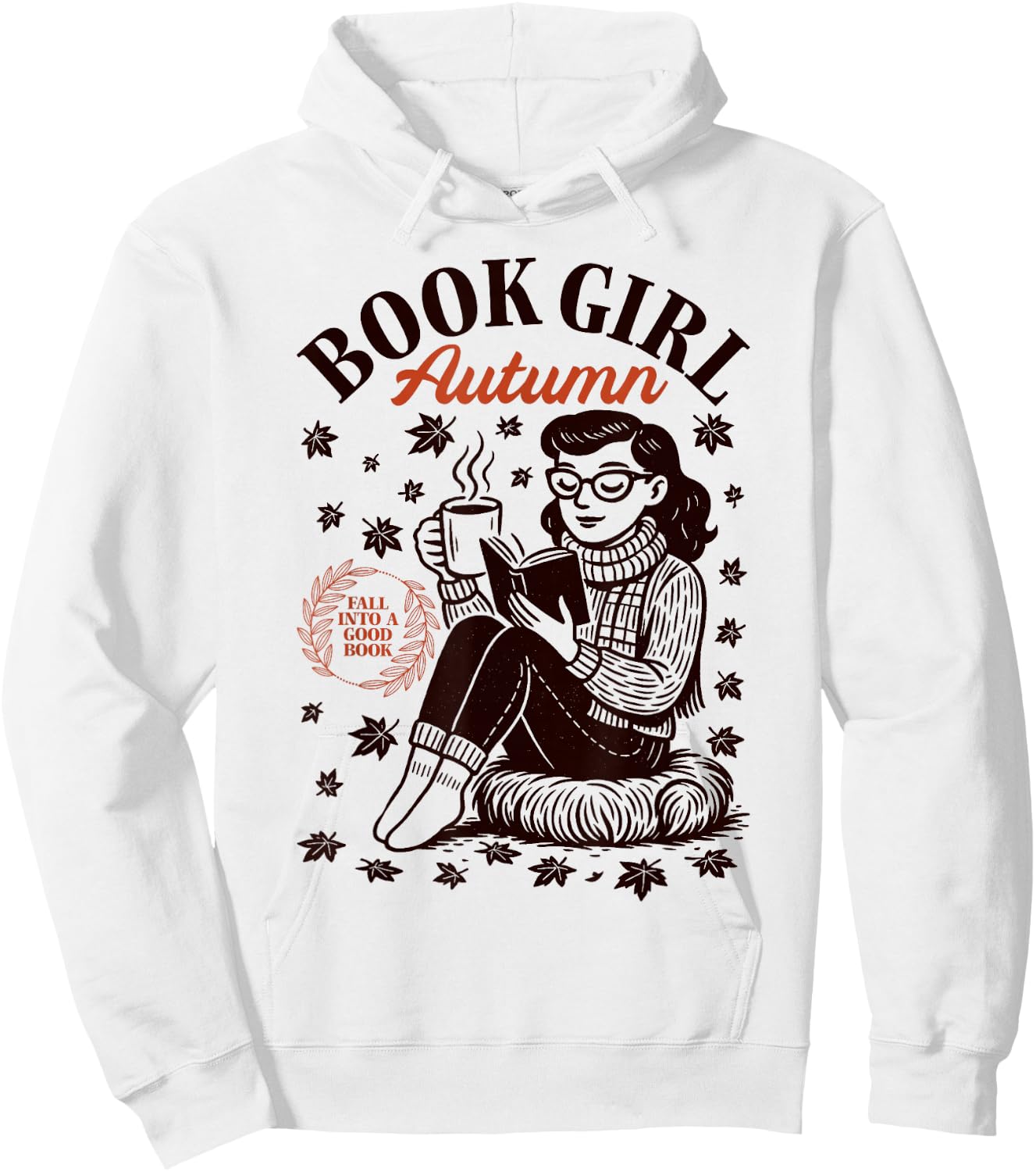 Book Girl Autumn Fall Reading Lover Vintage Fall Vibes Hoodie - Hoodie | White