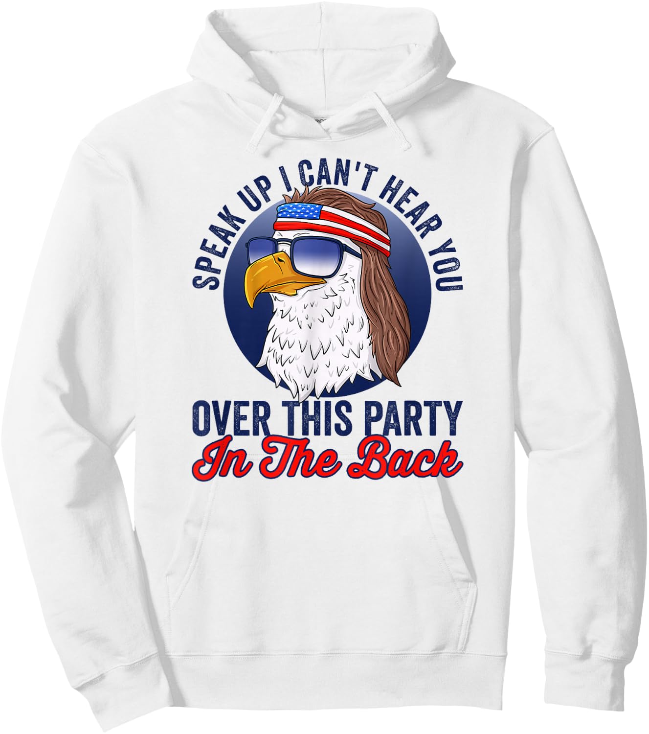 Funny Redneck 4th of July American Flag USA Eagle Mullet Hoodie - Hoodie | White